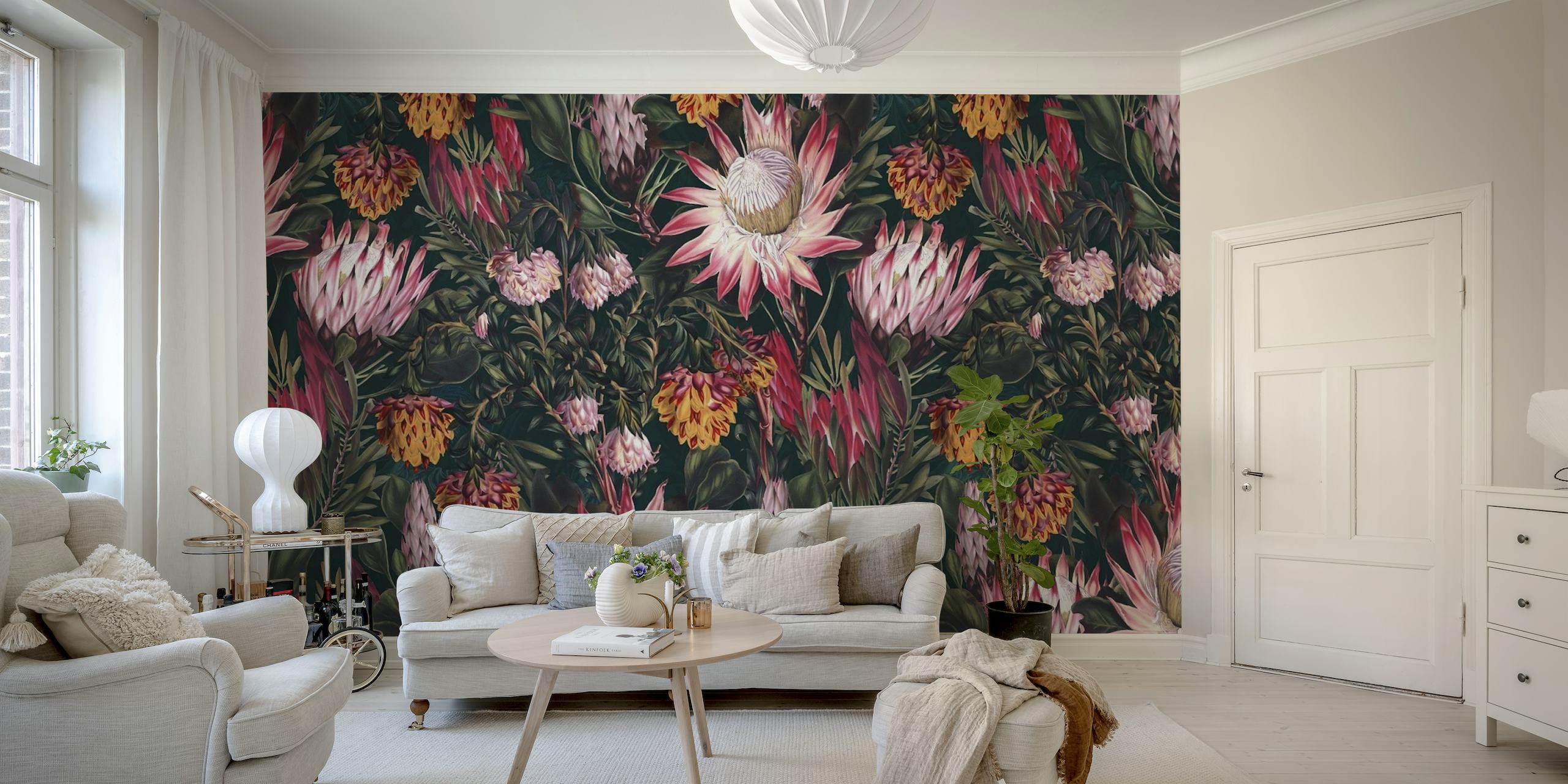 Protea Floral-Night Pattern II behang