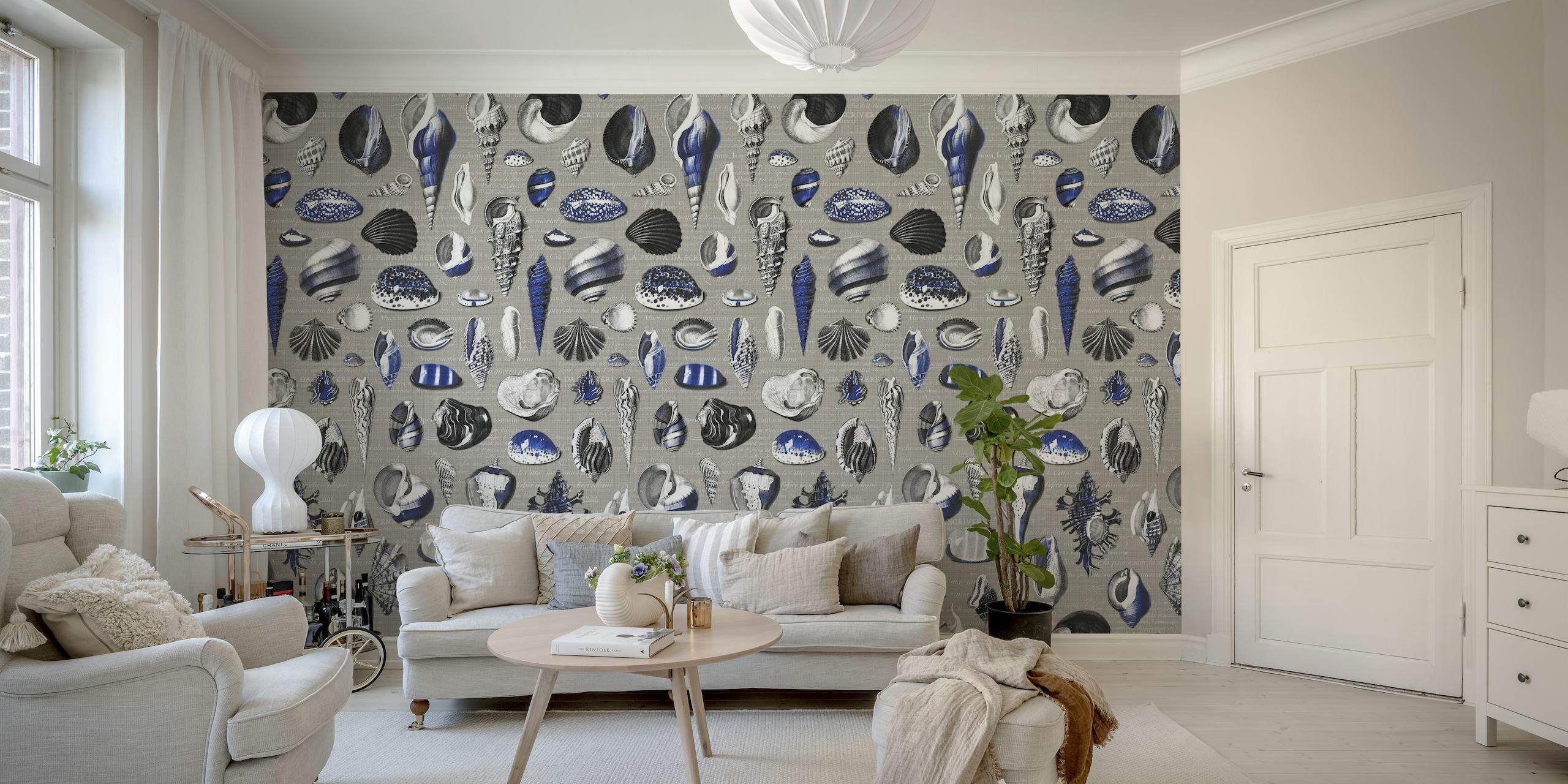 Nautilus cobalt blue grey papel de parede