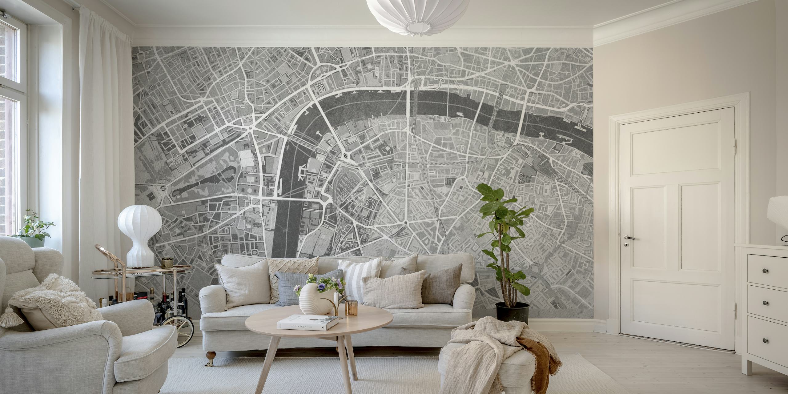 Gray vintage London map behang