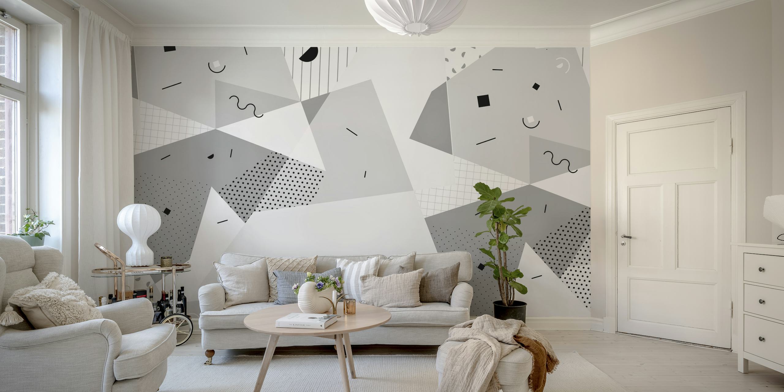 Gray Geometric Minimal Art papel pintado