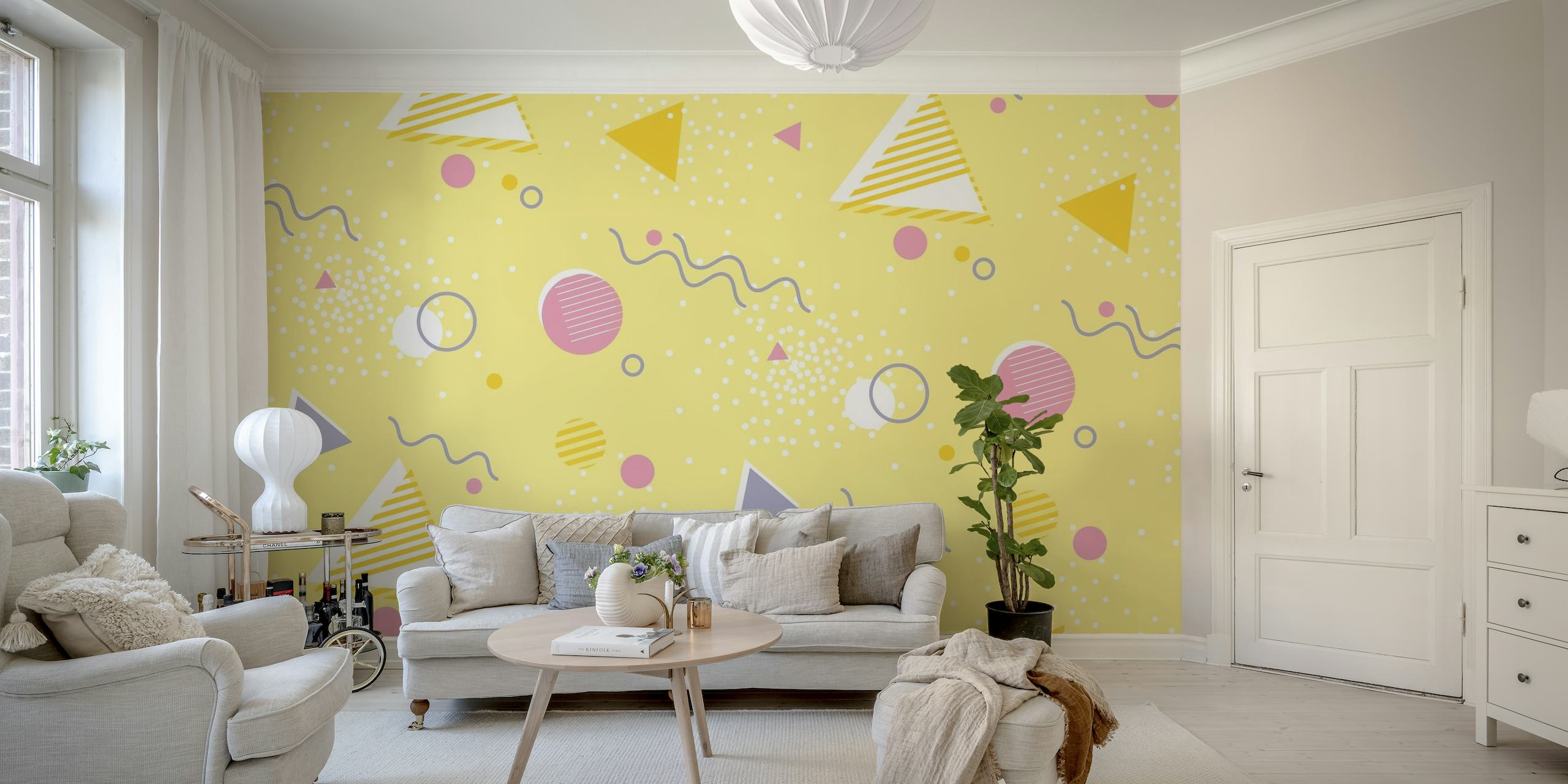 Yellow Abstract Vintage Geo wallpaper