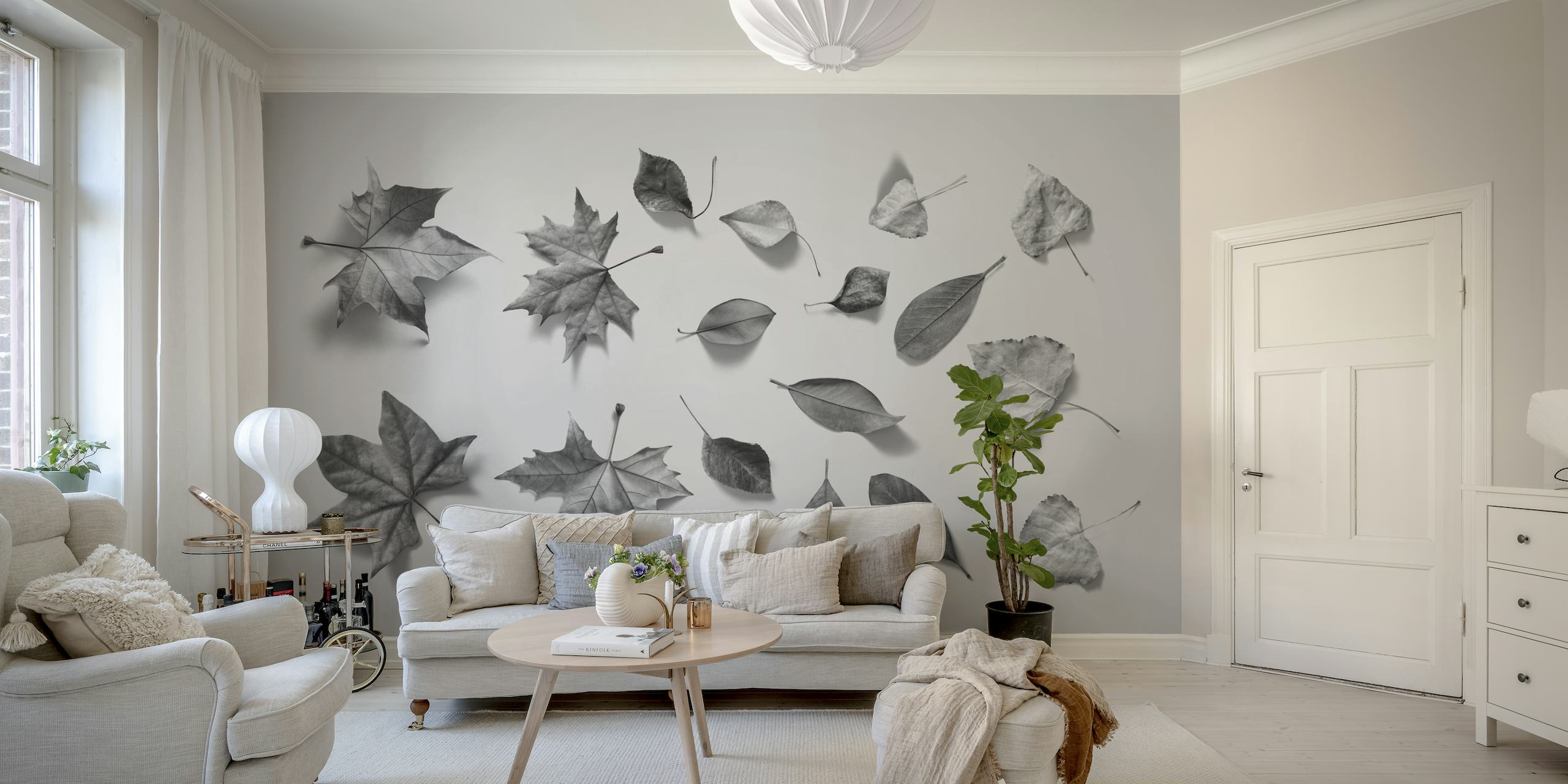 Gray Leaves papel de parede