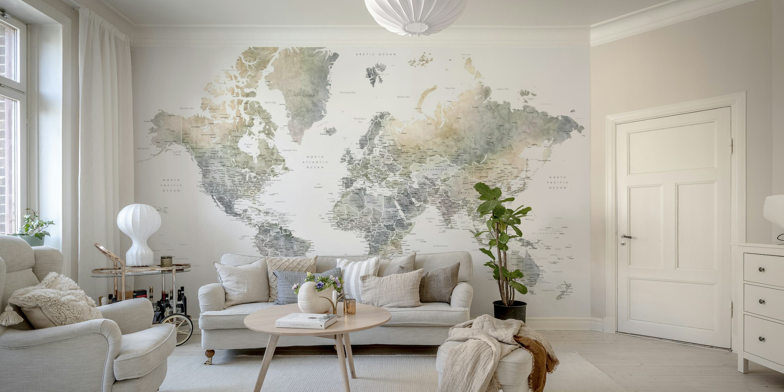 Detailed world map Habiki papel pintado