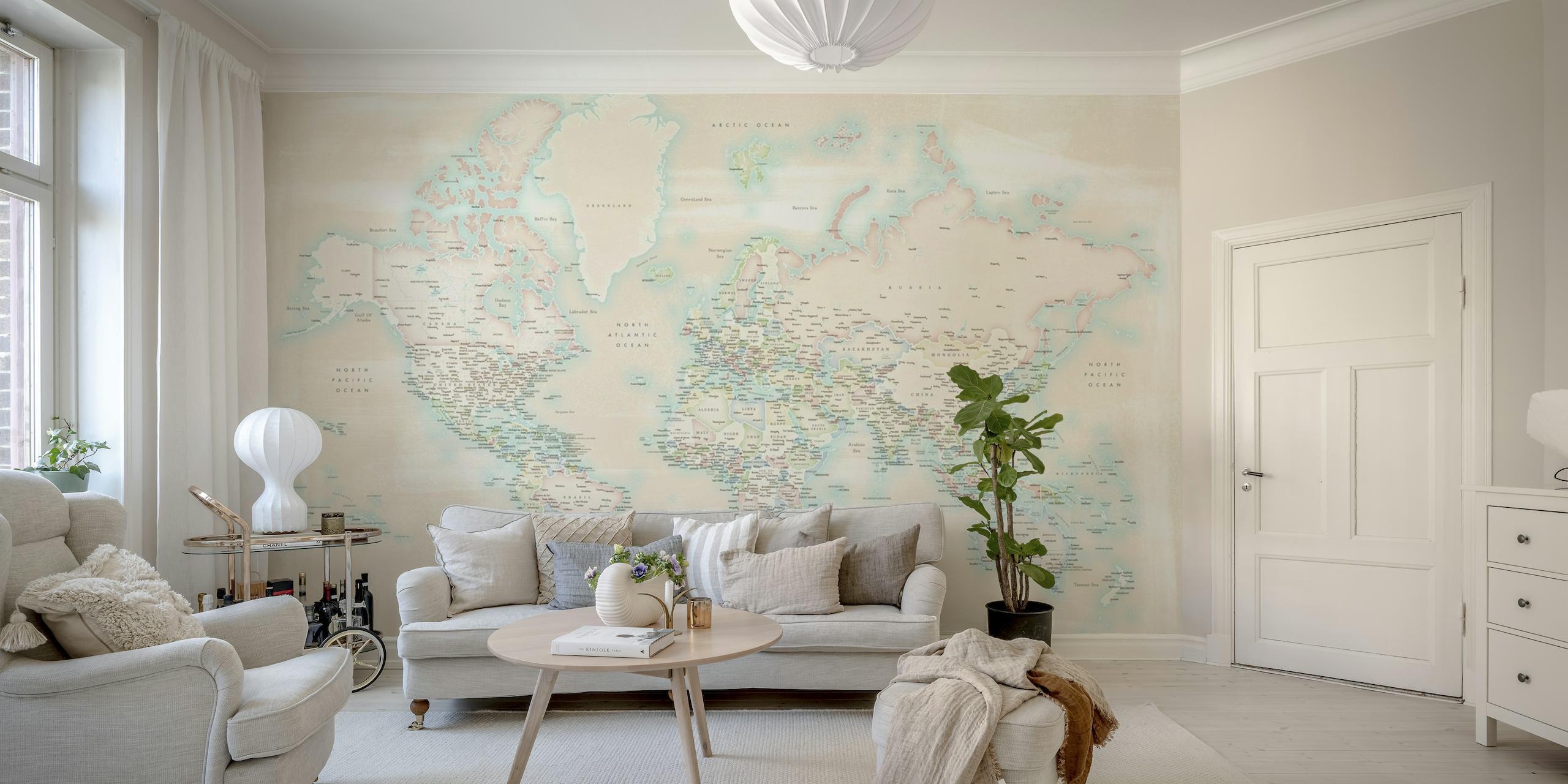 Detailed world map Jacquotte papiers peint