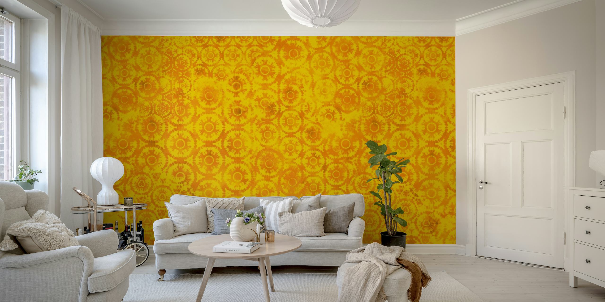 Yellow and Blue Tie-Dye Wallpaper - Happywall