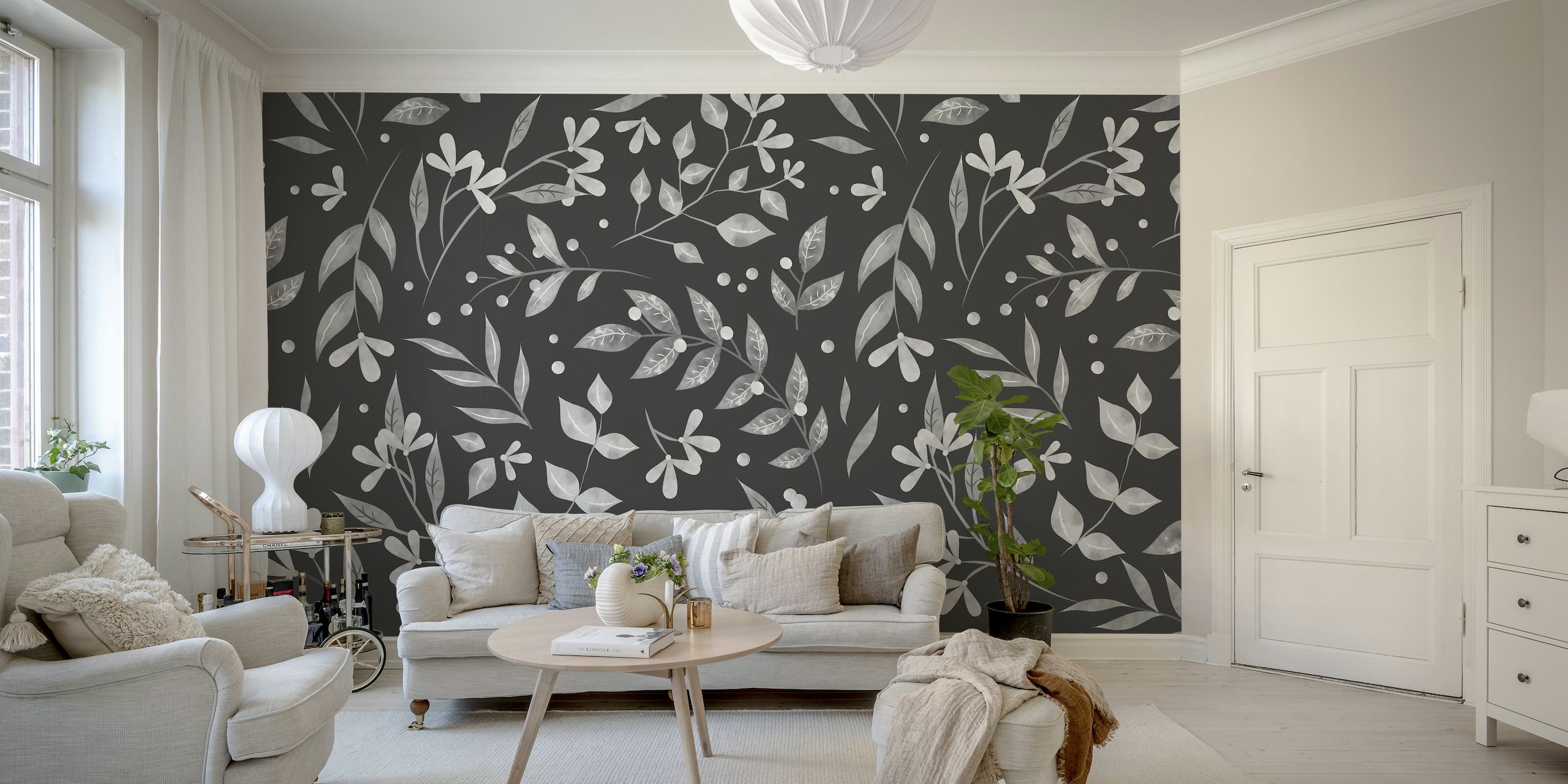 Black and White Mystic Garden wallpaper