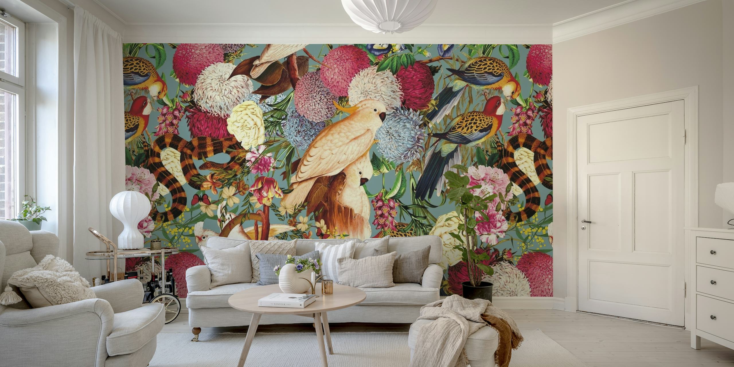 Floral and Animals pattern behang
