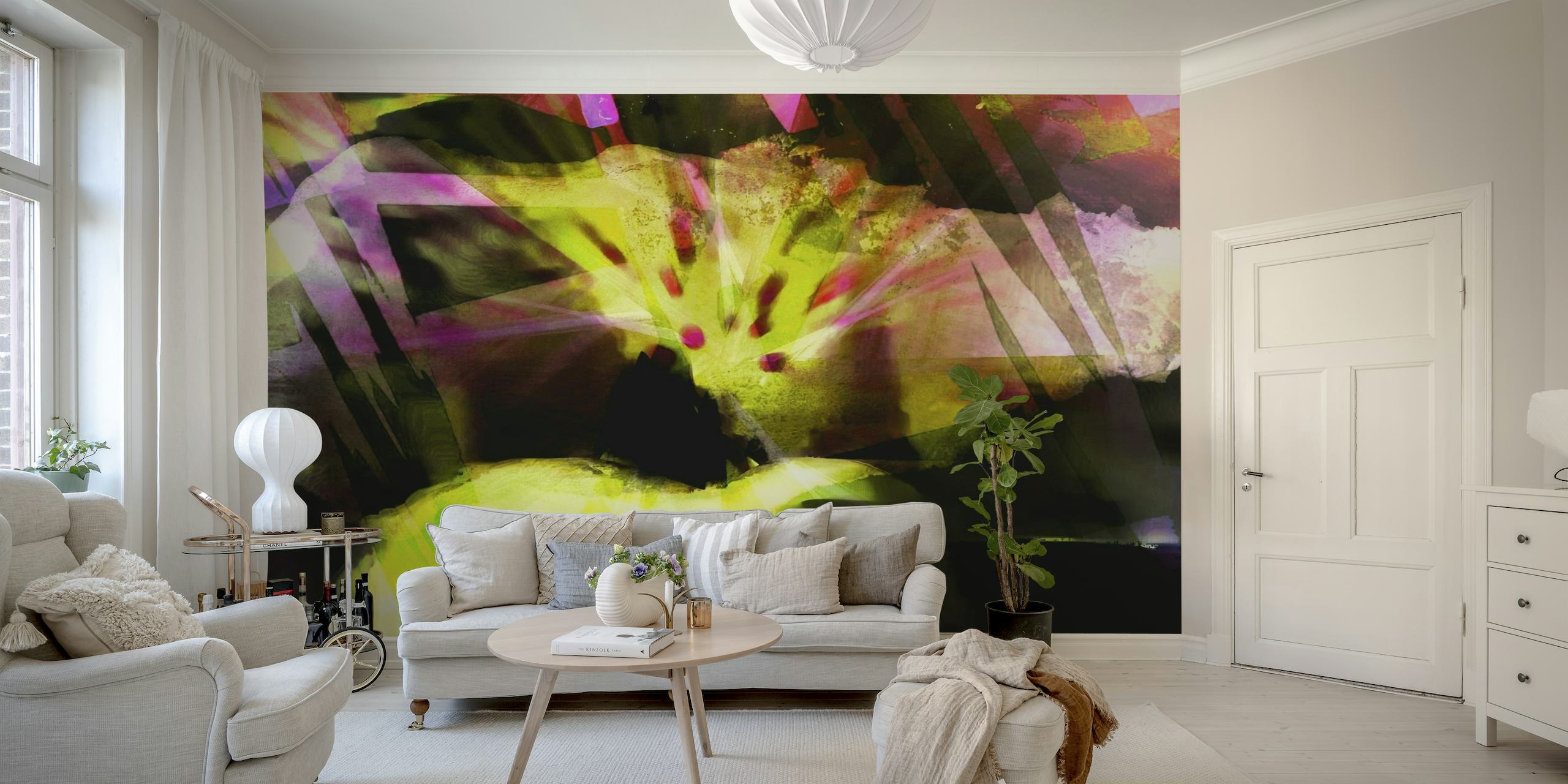 Abstract fruit slices wall mural with vibrant colors