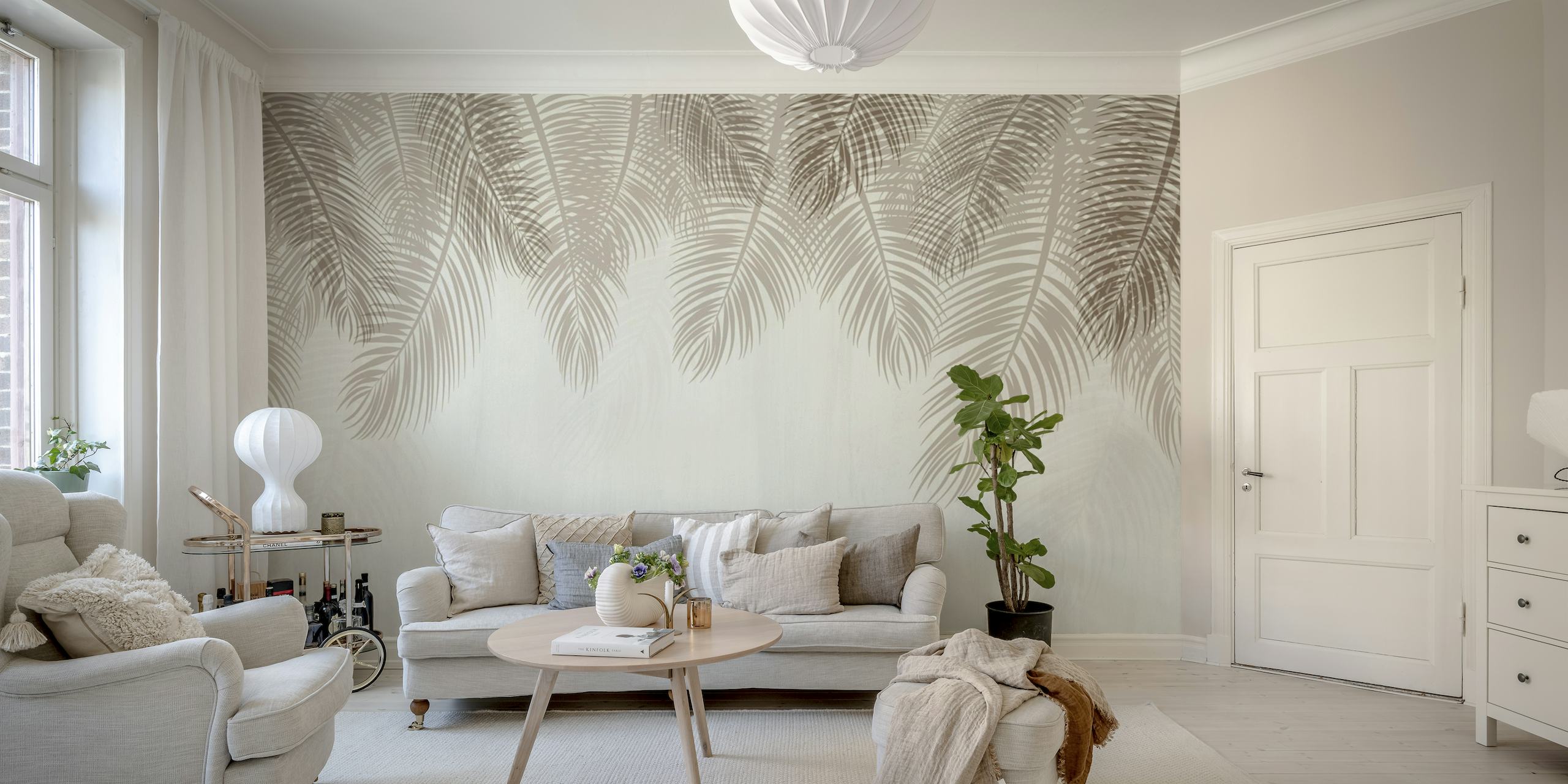 Brown palm leaves wallpaper
