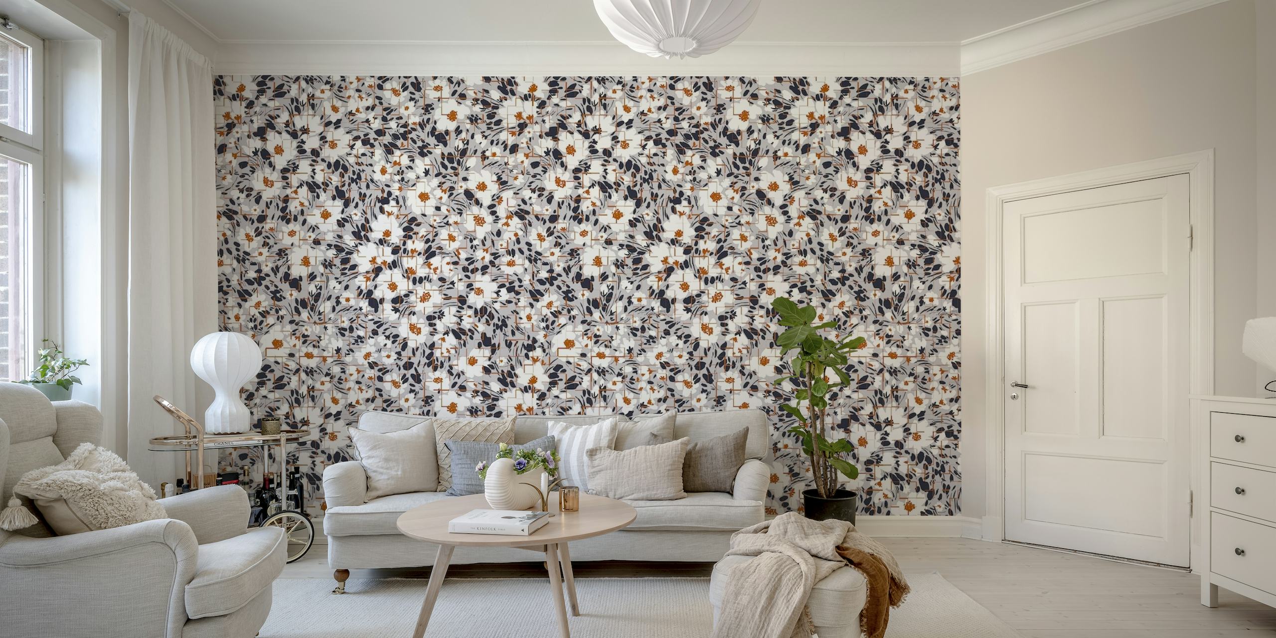 Flowery Abstract Tiles papel de parede