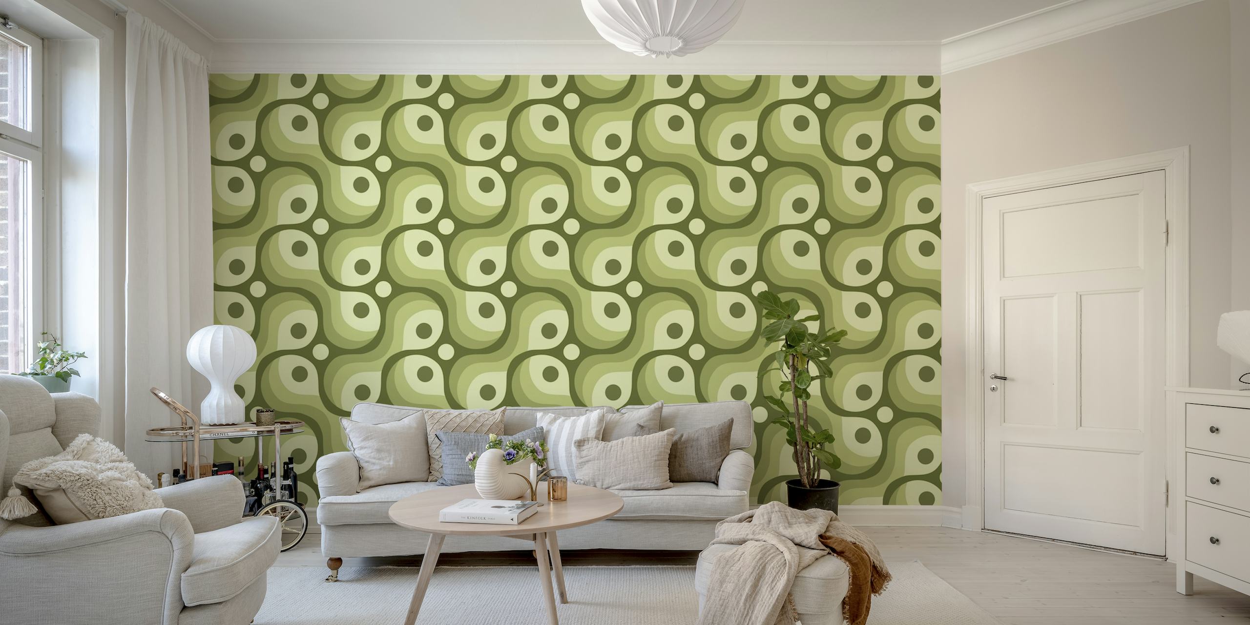 2200 Green abstract pattern papel pintado