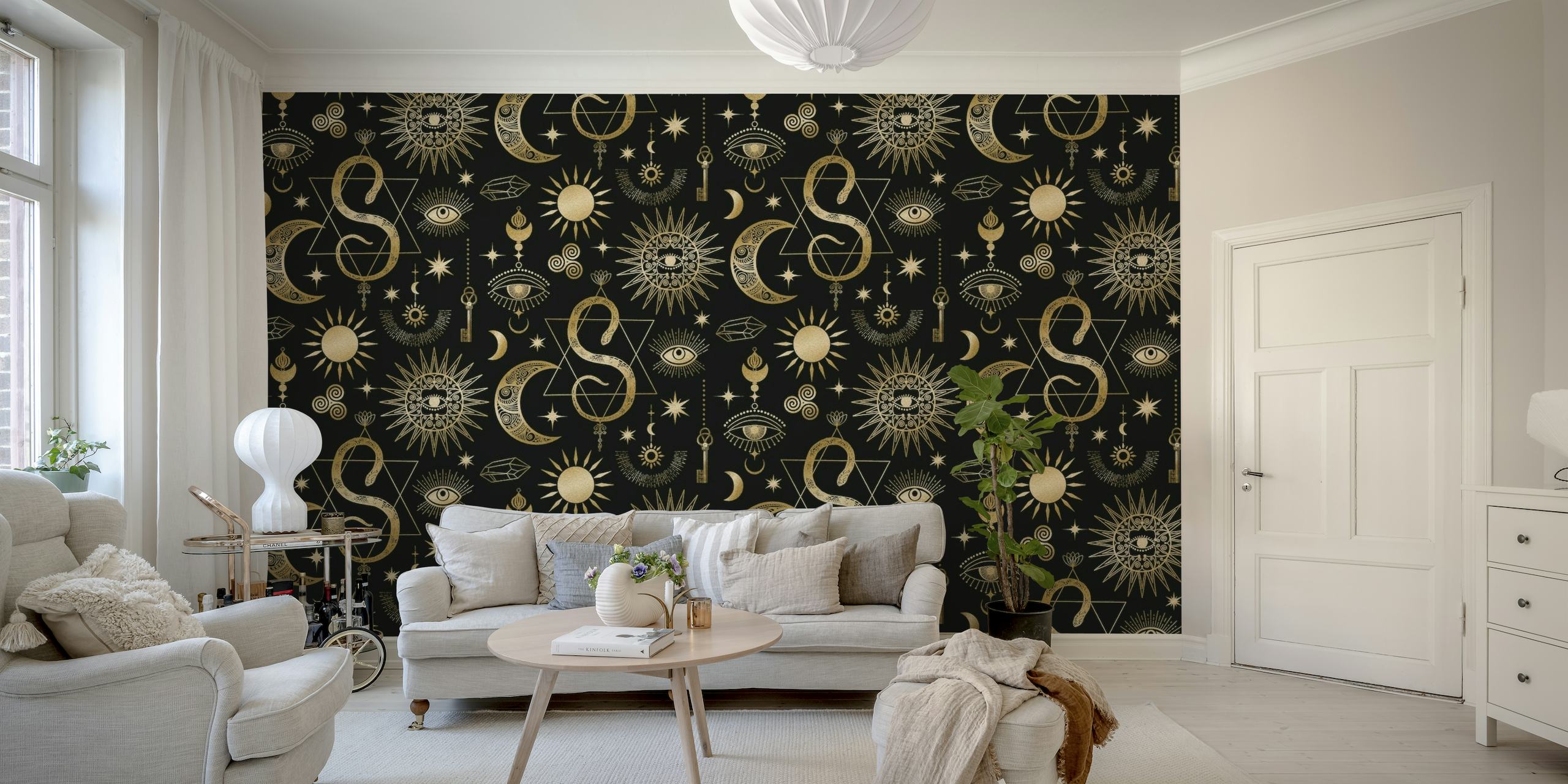 Dark Sun Moon Gold Contact Paper, Peel And Stick Wallpaper, Removable  Wallpaper, Shelf Liner