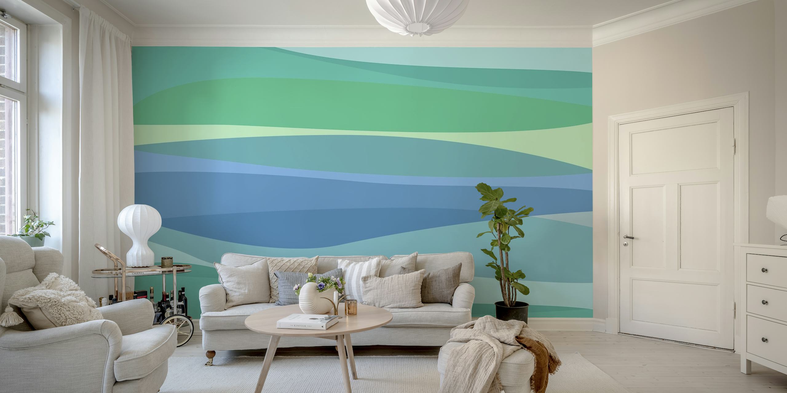 Ocean Blue and Green Abstract tapet