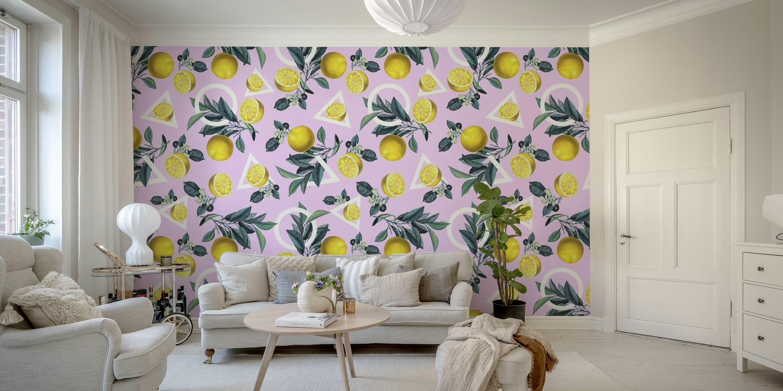 Geometric and Lemon pattern papel pintado