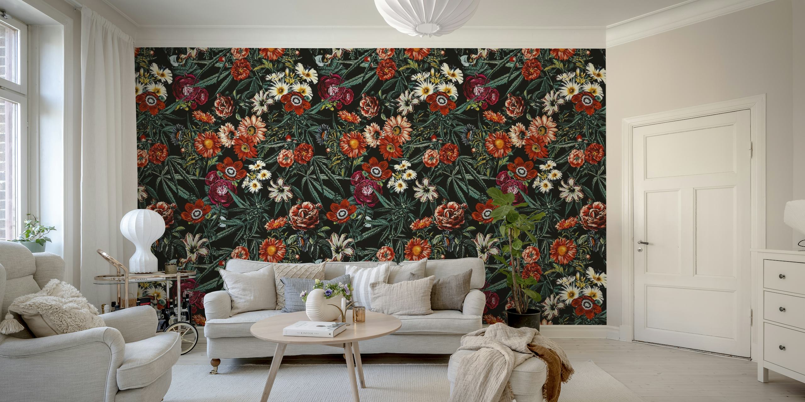 Marijuana and Floral Pattern wallpaper