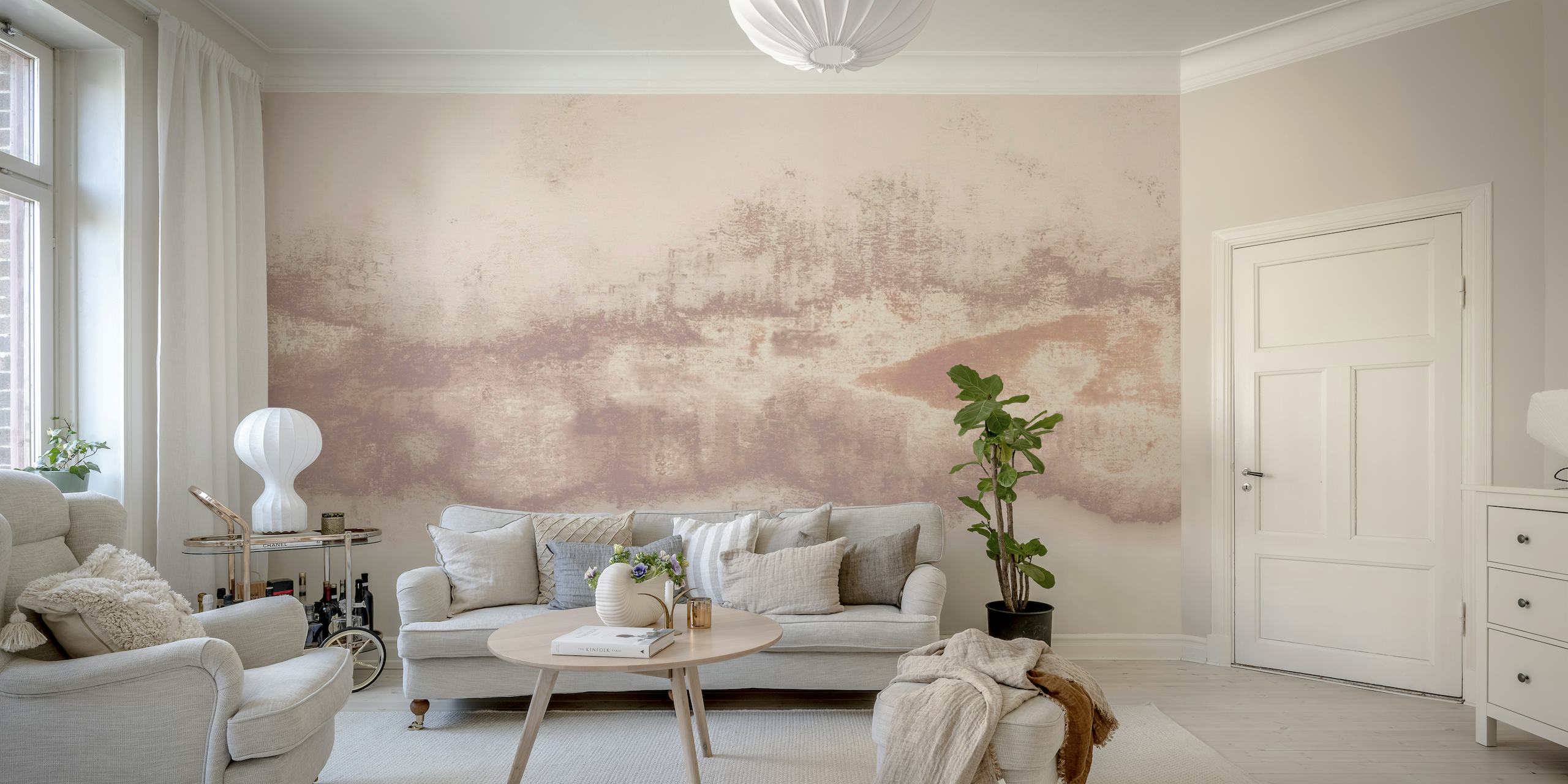 Soft Neutral Horizon wall mural with warm tones and textured design