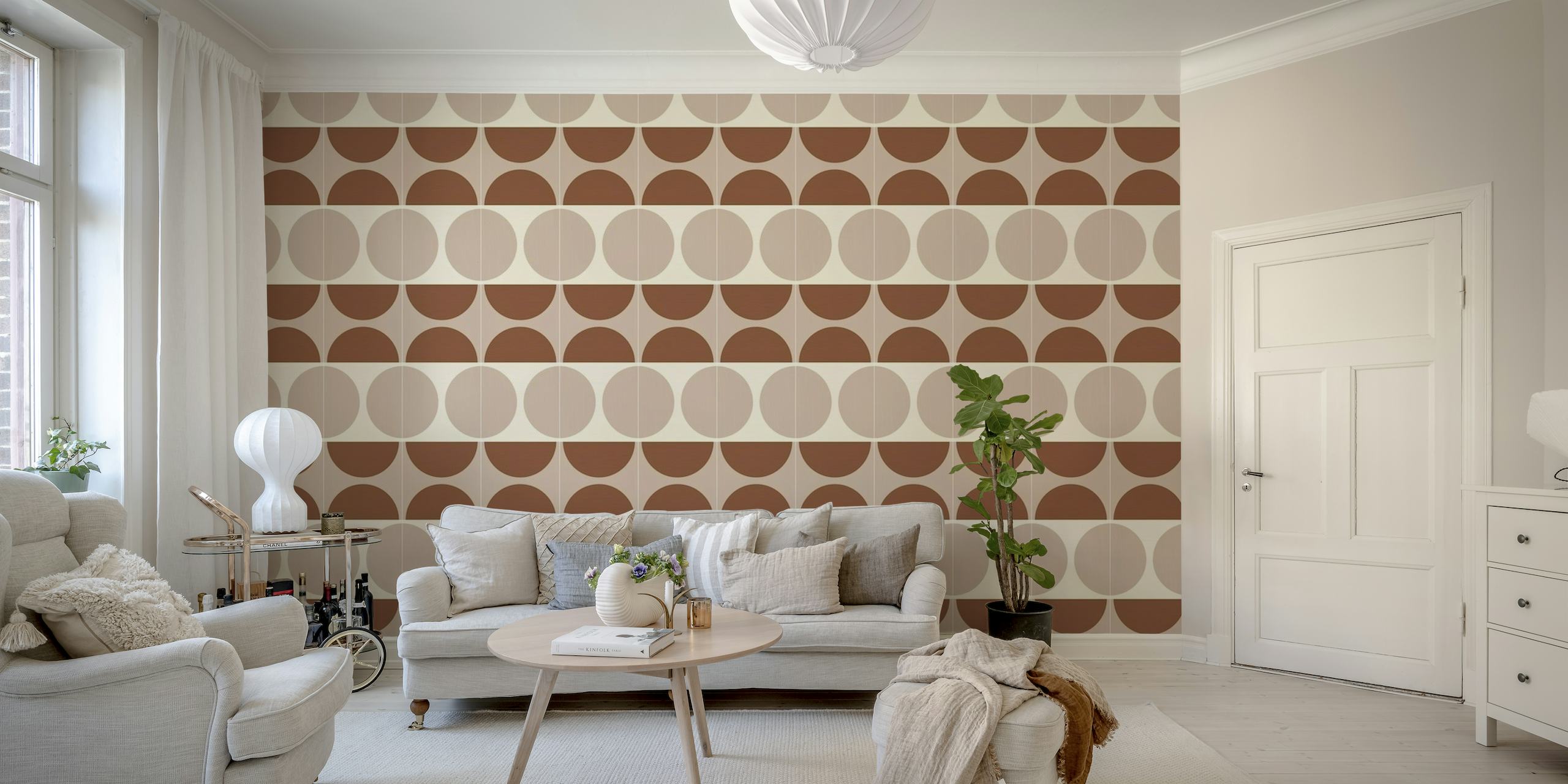 Cotto Tiles Cinnamon and Powder Optical wallpaper