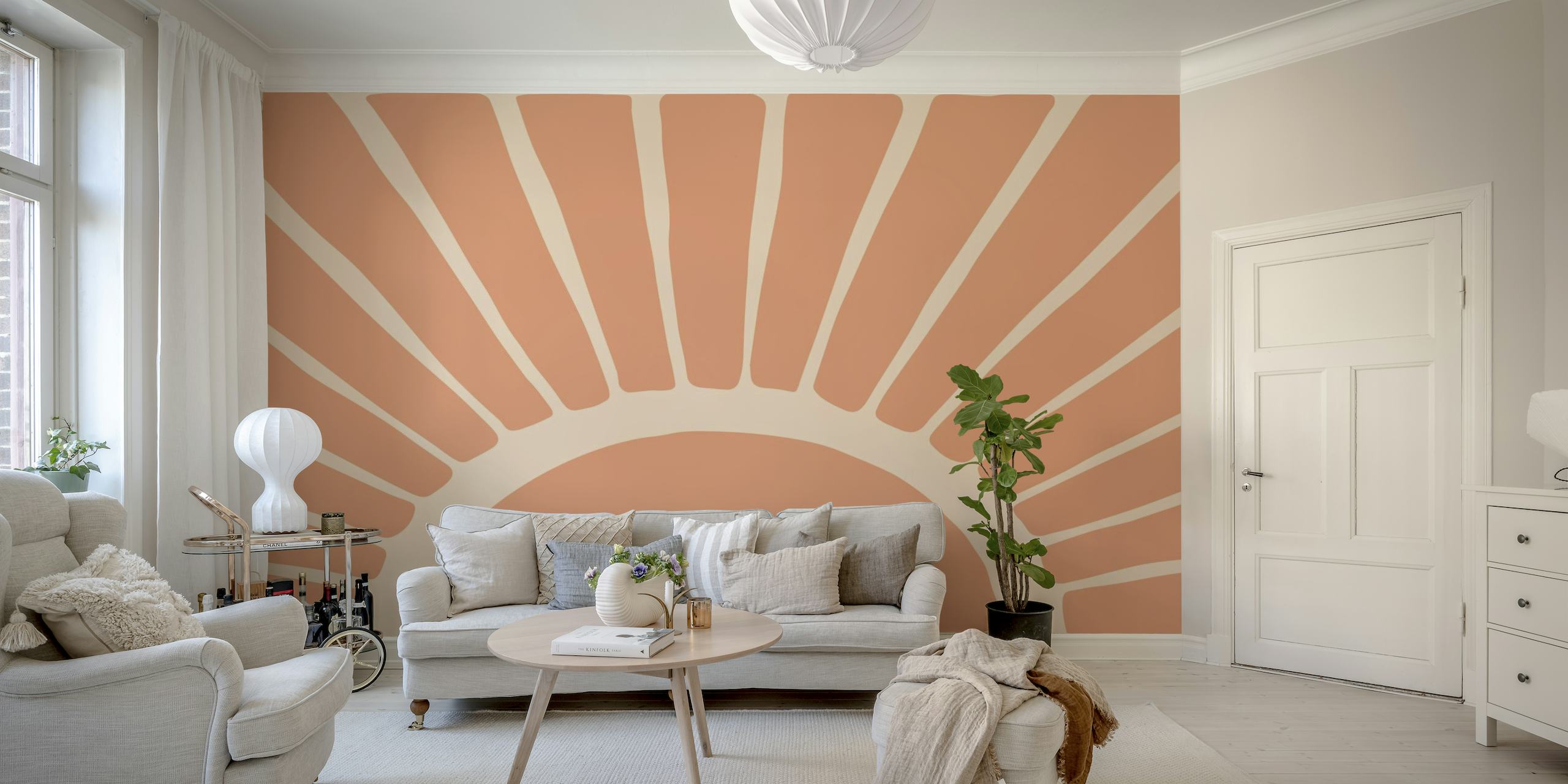 Modern Abstract Geo Cutouts Sunshine Peach papiers peint