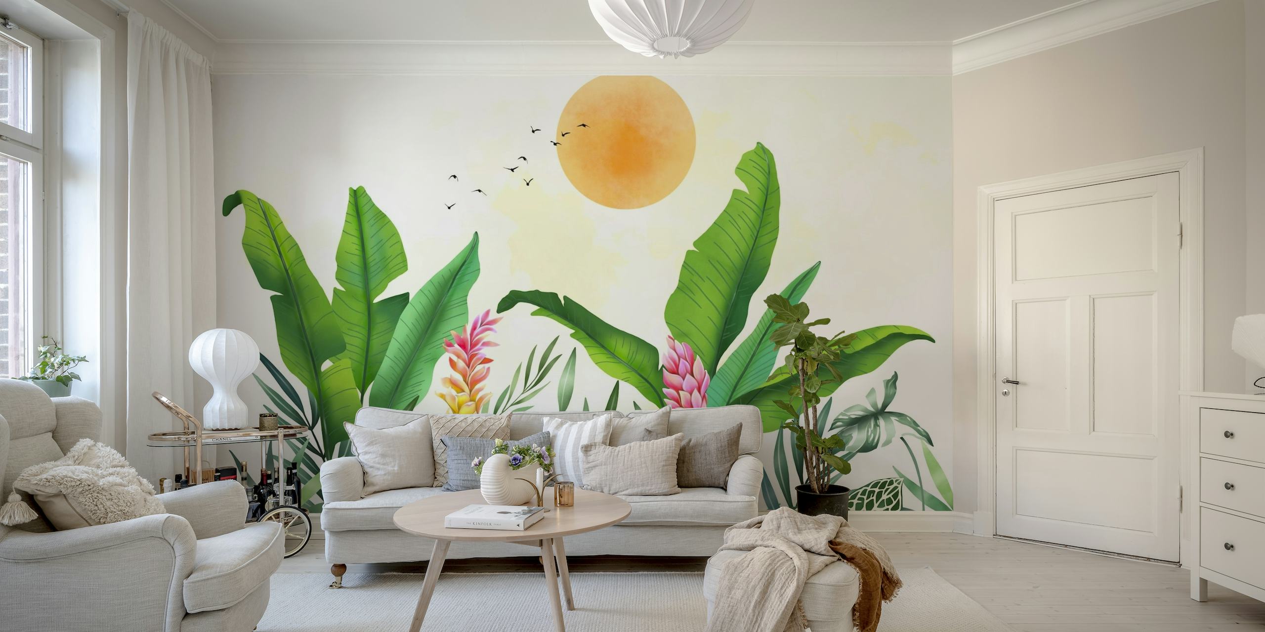 Tropical paradise digital painting papel de parede