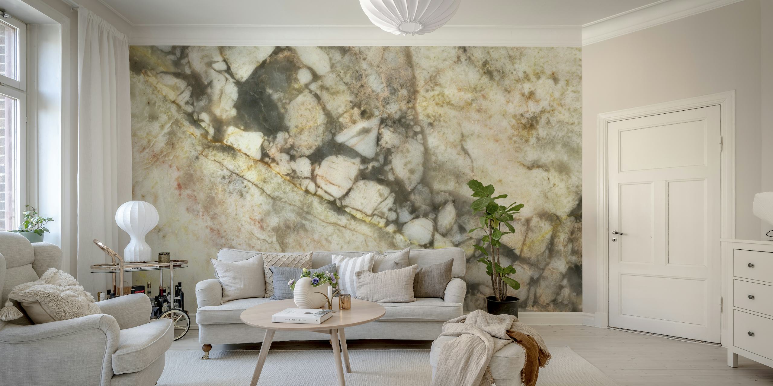 Marble Texture Golden Look Abstract Wallpaper papel de parede
