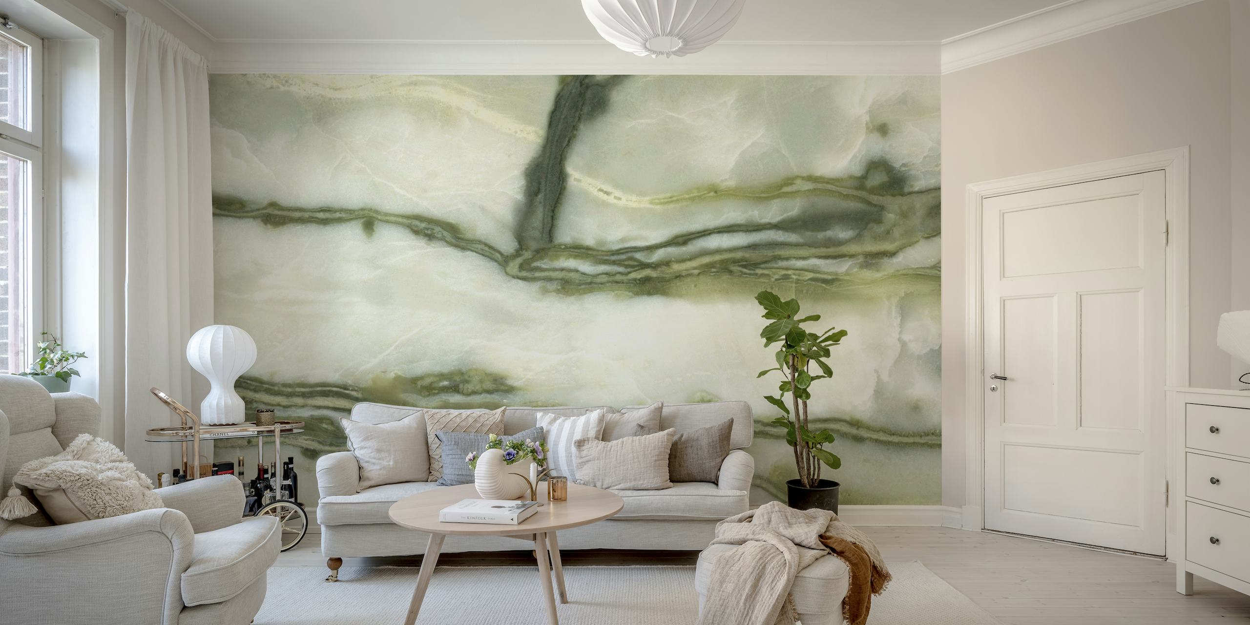 Green Natural Stone Wall Beautiful Wallpaper behang