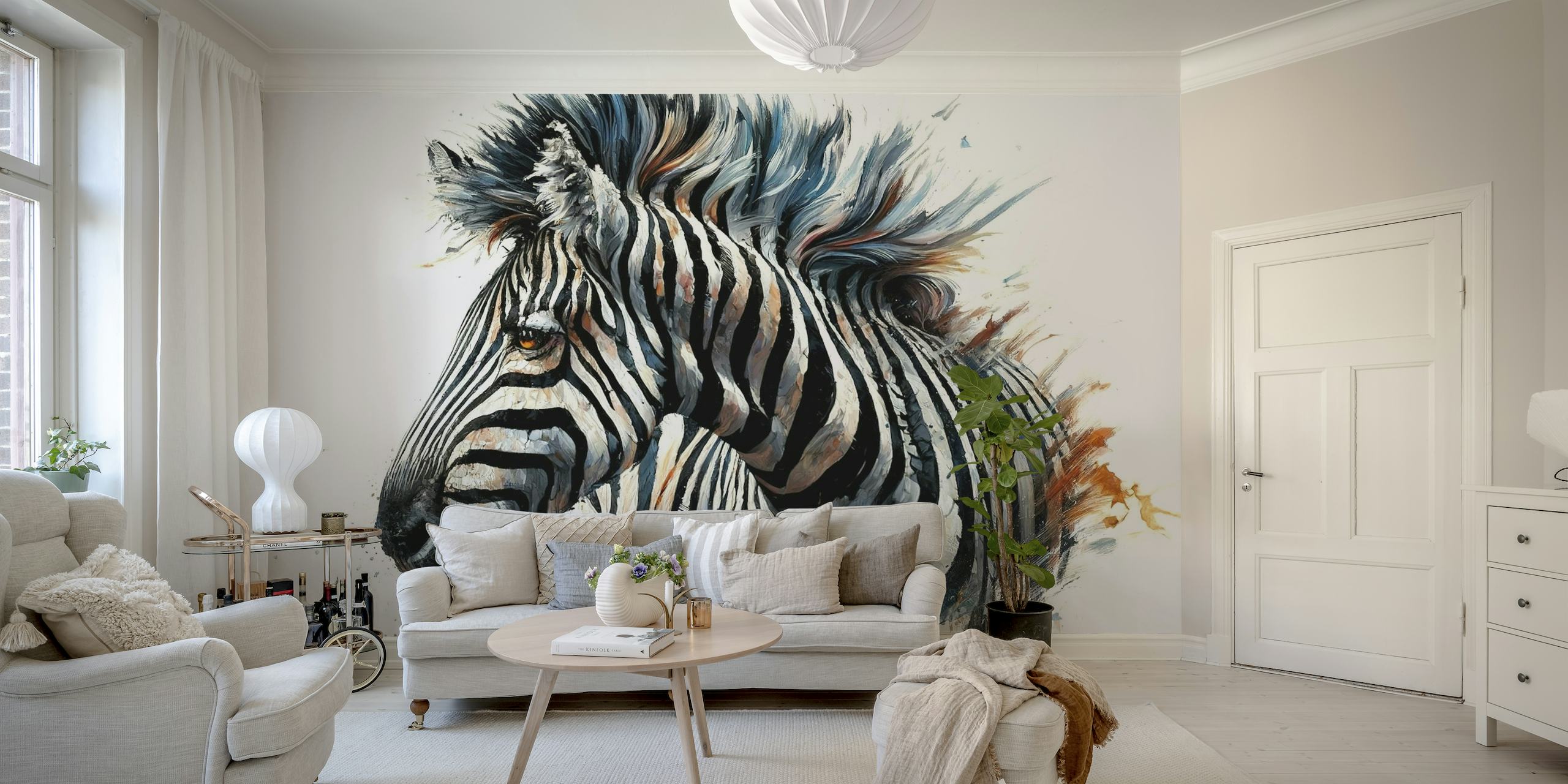 Ethereal Zebra in a Watercolor Dream papel de parede