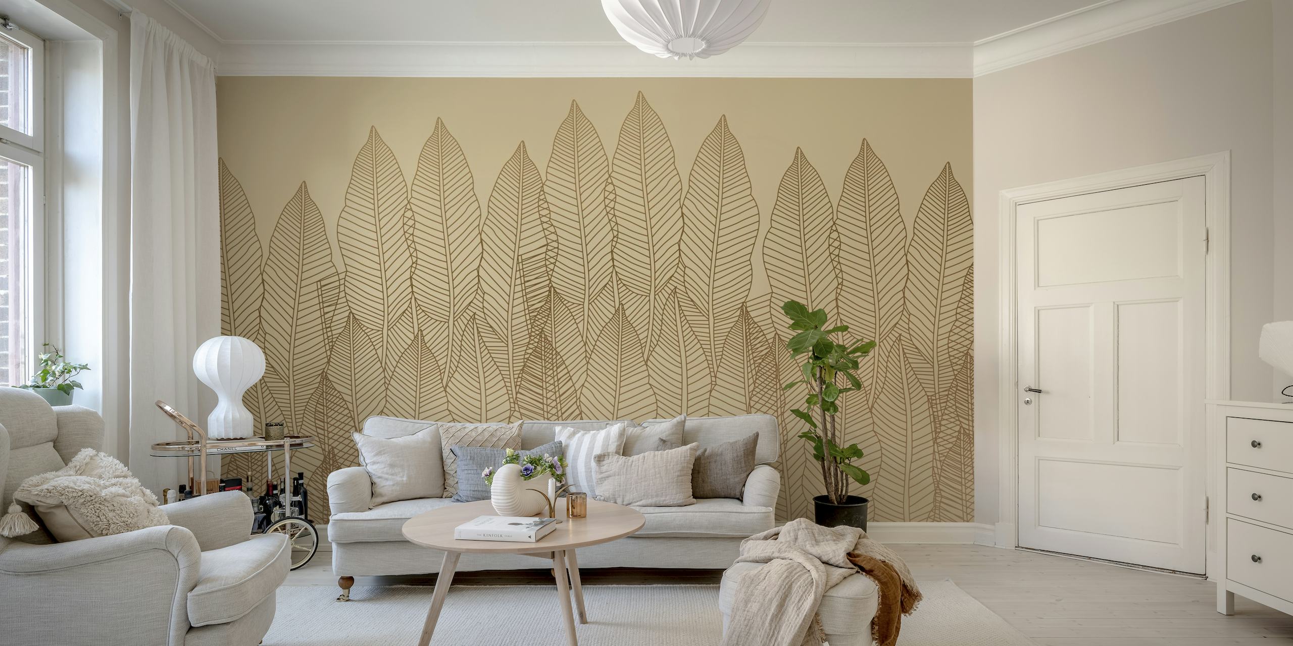 Luxury Palms Beige papel de parede