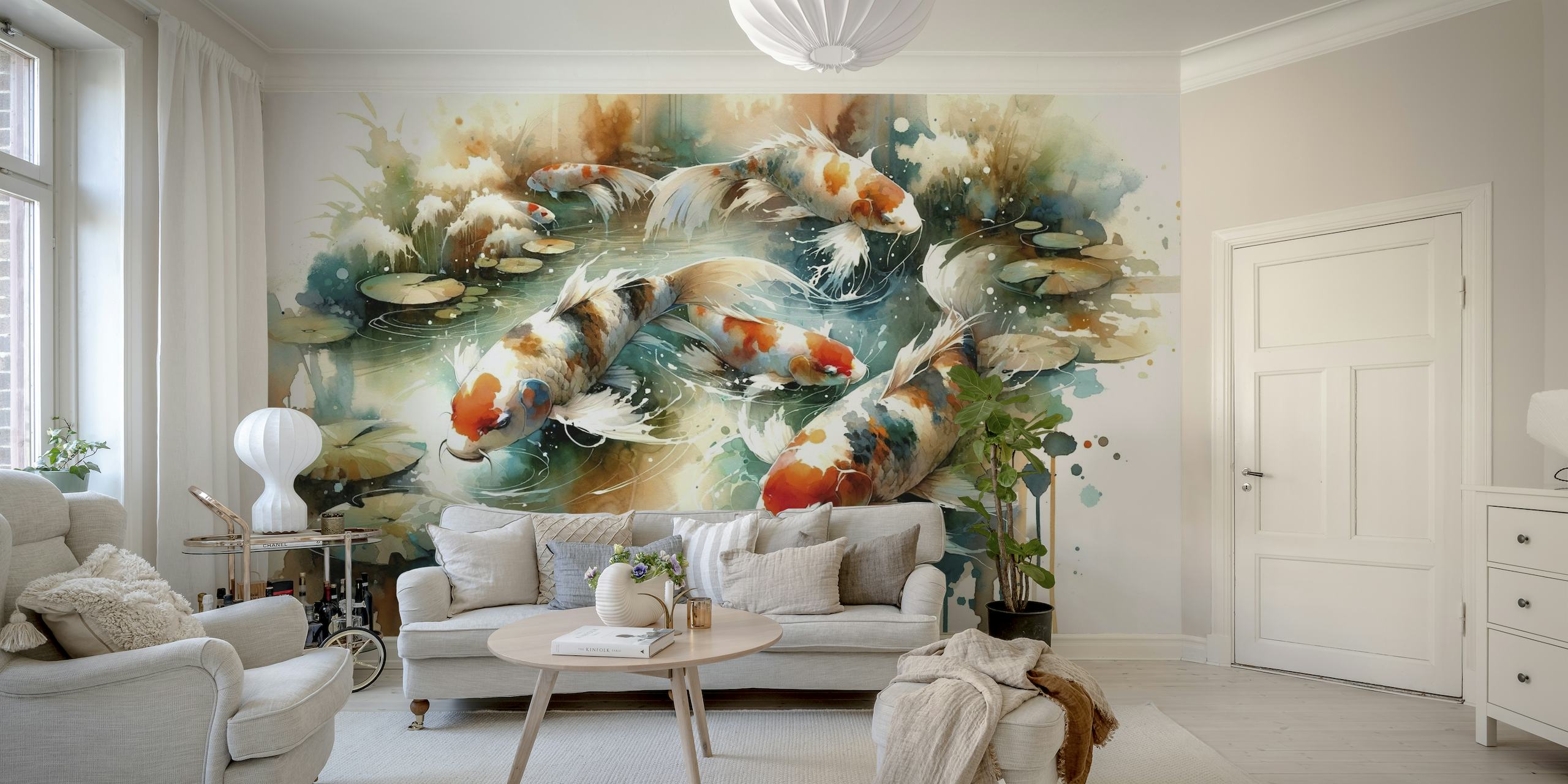 Koi Fishes in Watercolor tapeta