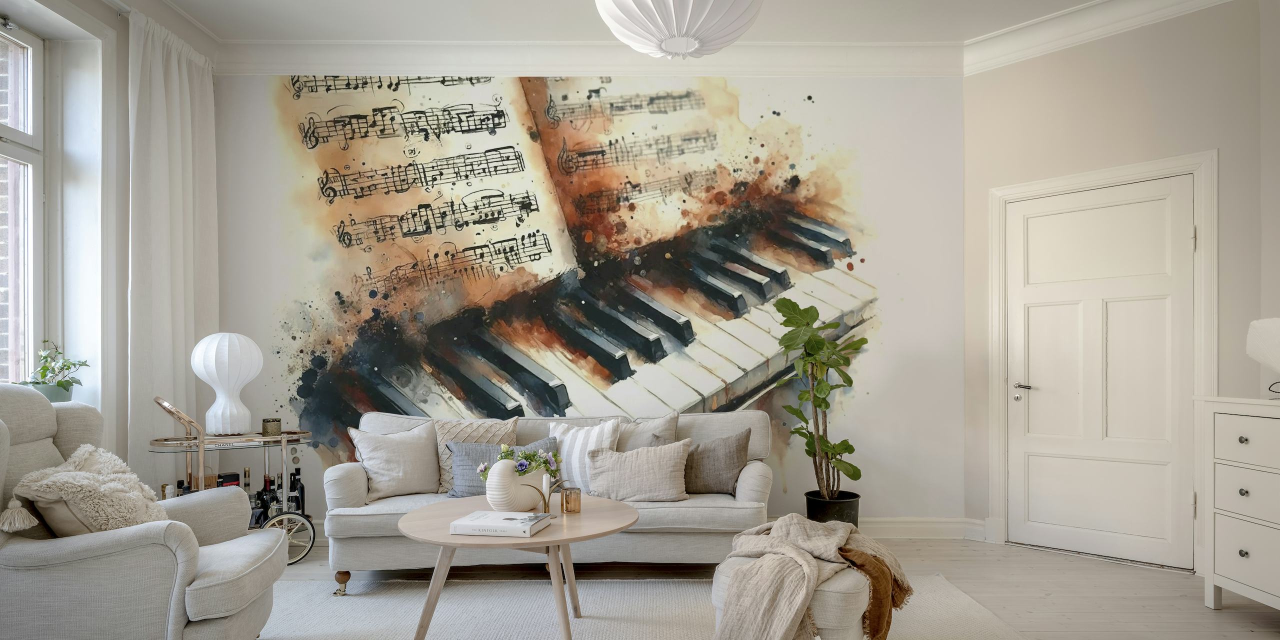 Melodic Harmony Captured in Artistic Strokes behang