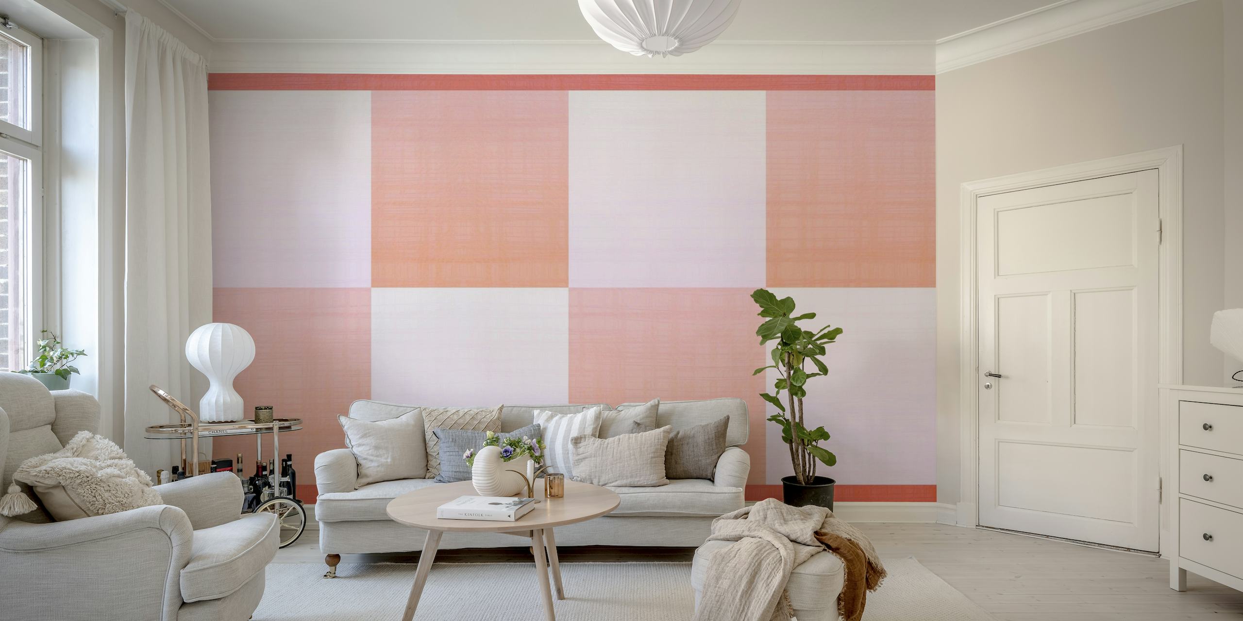 Light Peach Check XL wallpaper