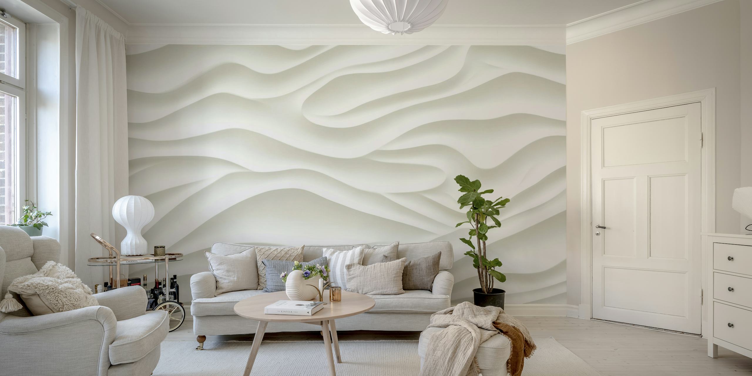 White Texture Japandi Minimalism papel de parede