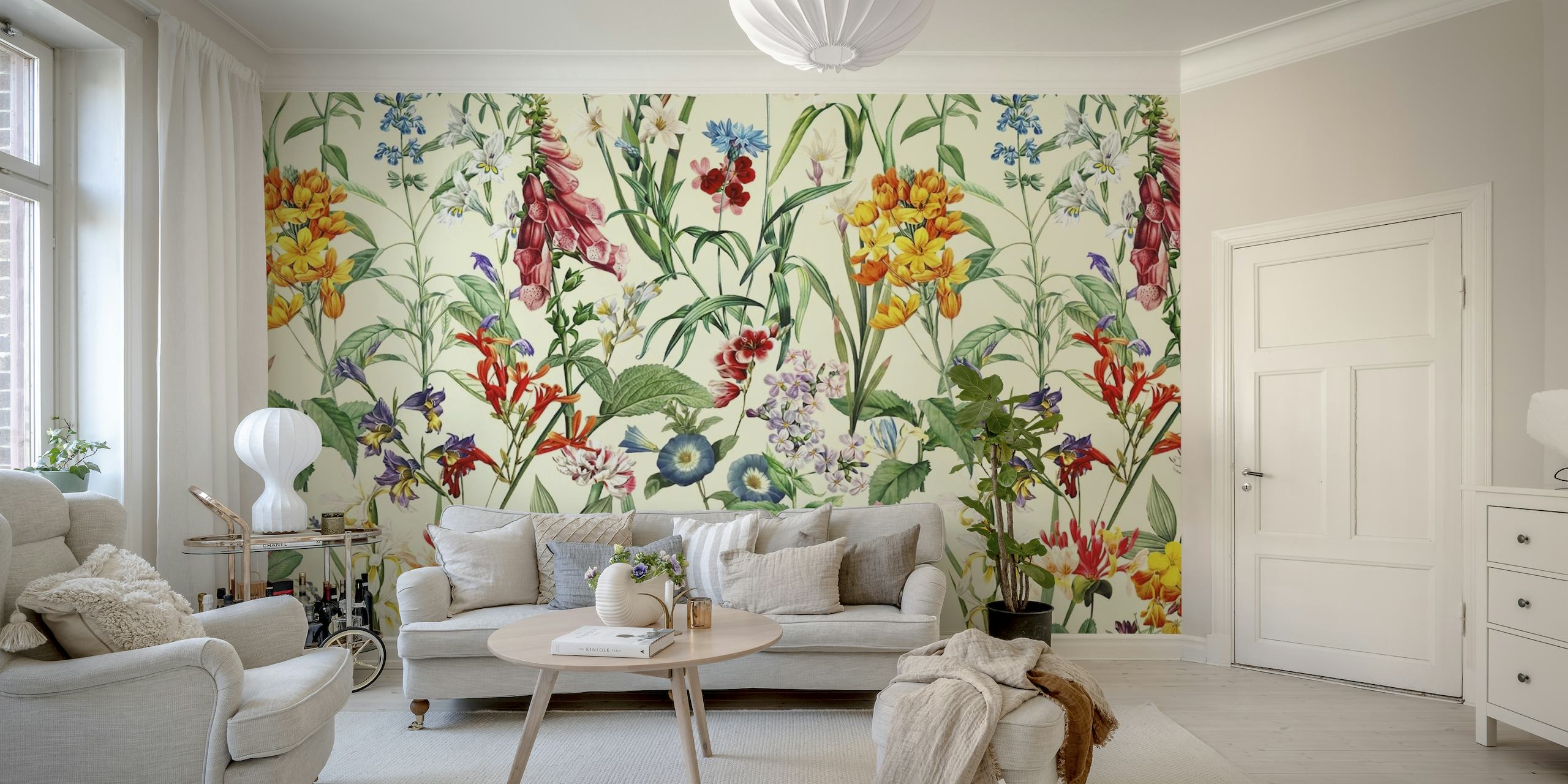 Colorful floral wall mural 'Magical Garden XXIII' with assorted vibrant flowers and greenery