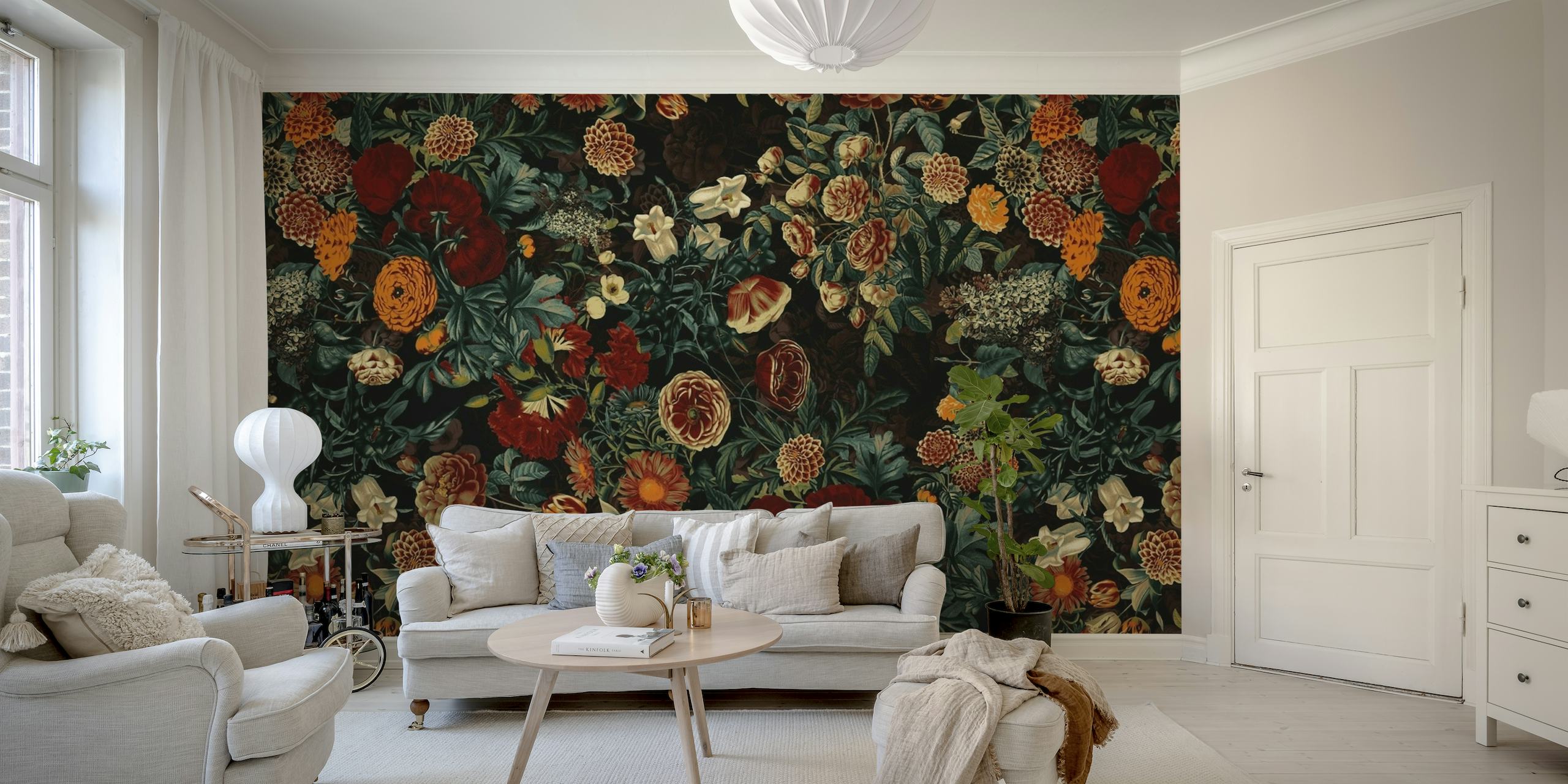 Intricate Exotic Garden Night XXI Design Wallpaper by Burcu Korkmazyurek