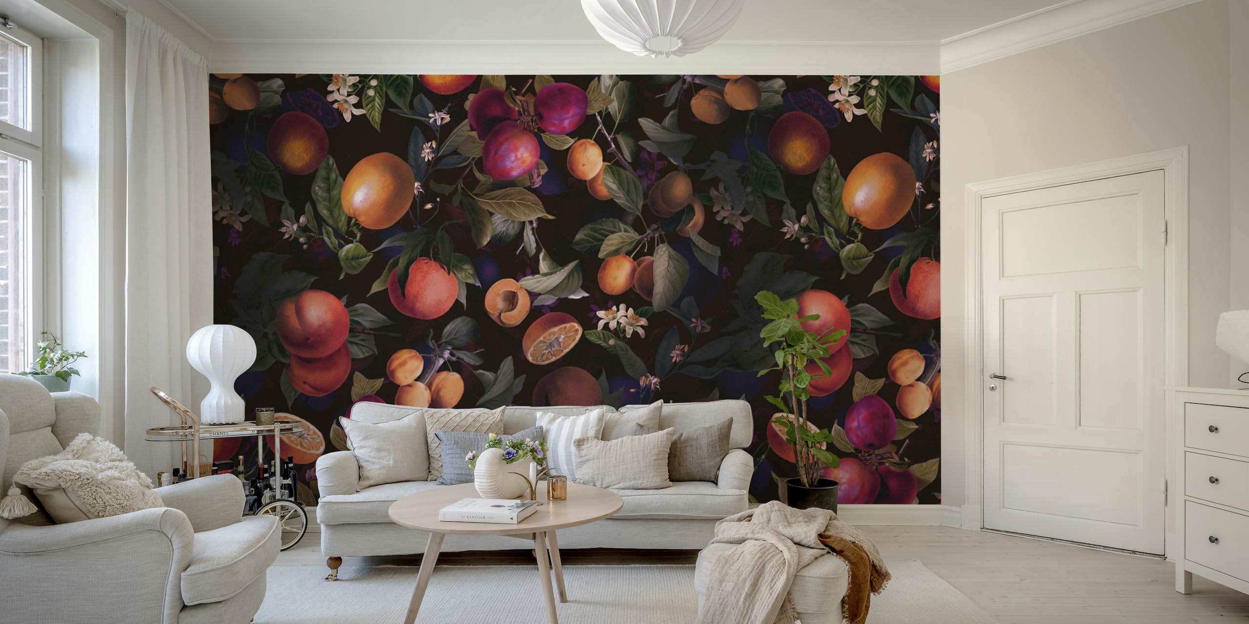Vintage Fruit Pattern-Night wallpaper