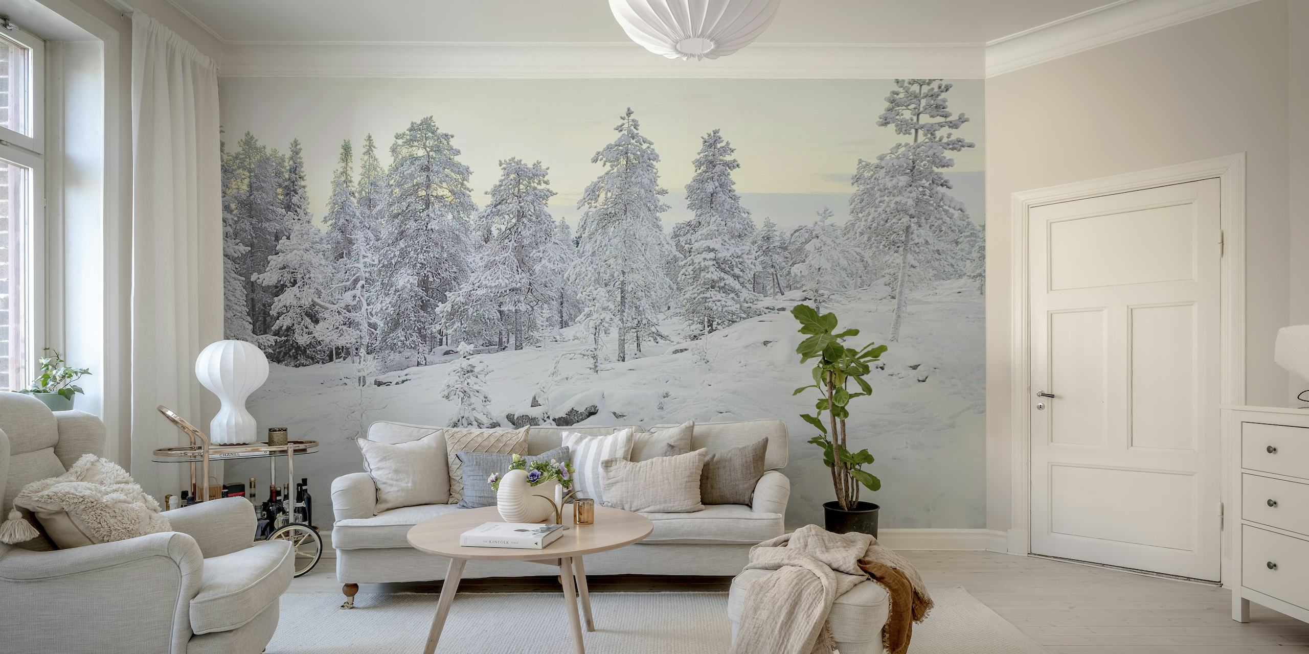 Snowy mountain trees 2 wallpaper