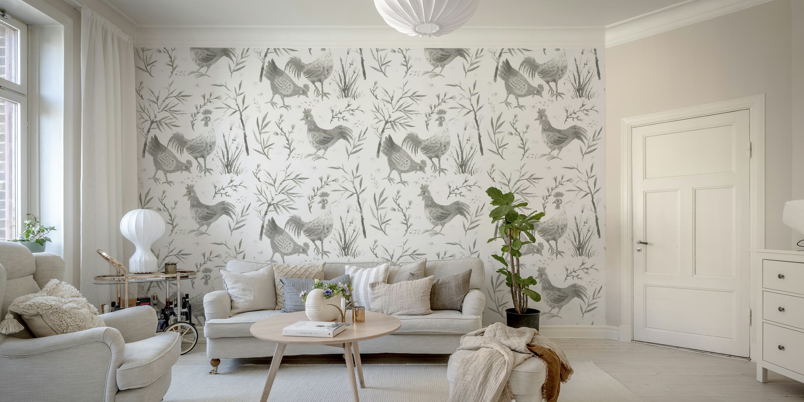 Grey Chickens with Bamboo wallpaper