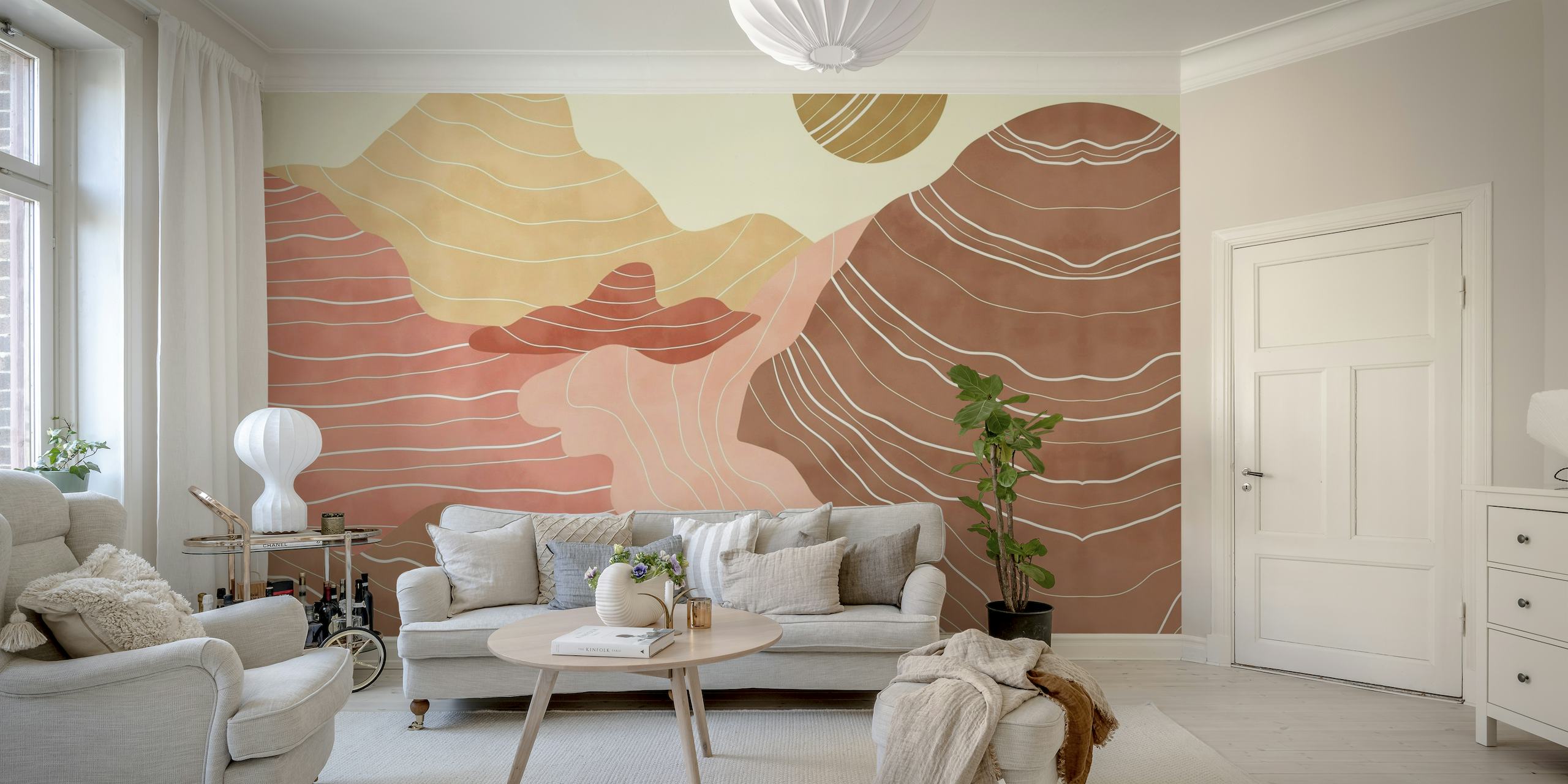 Modern pink desert dunes papel pintado