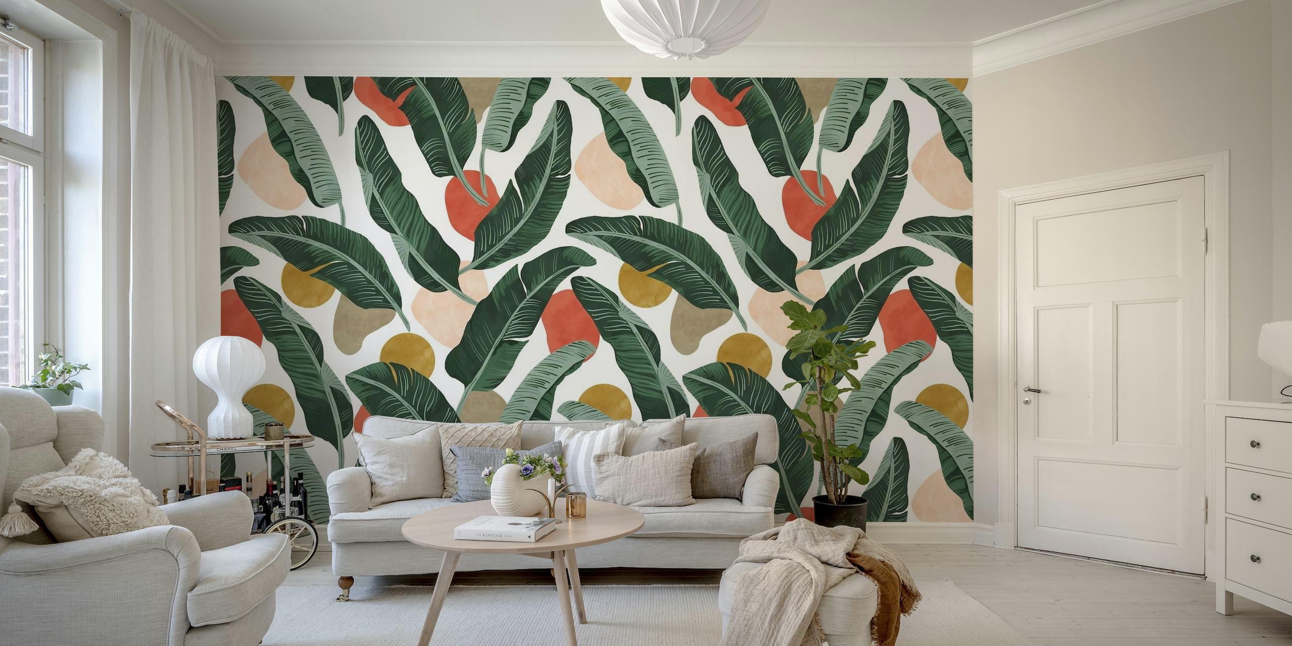 Modern banana leaf wallpaper