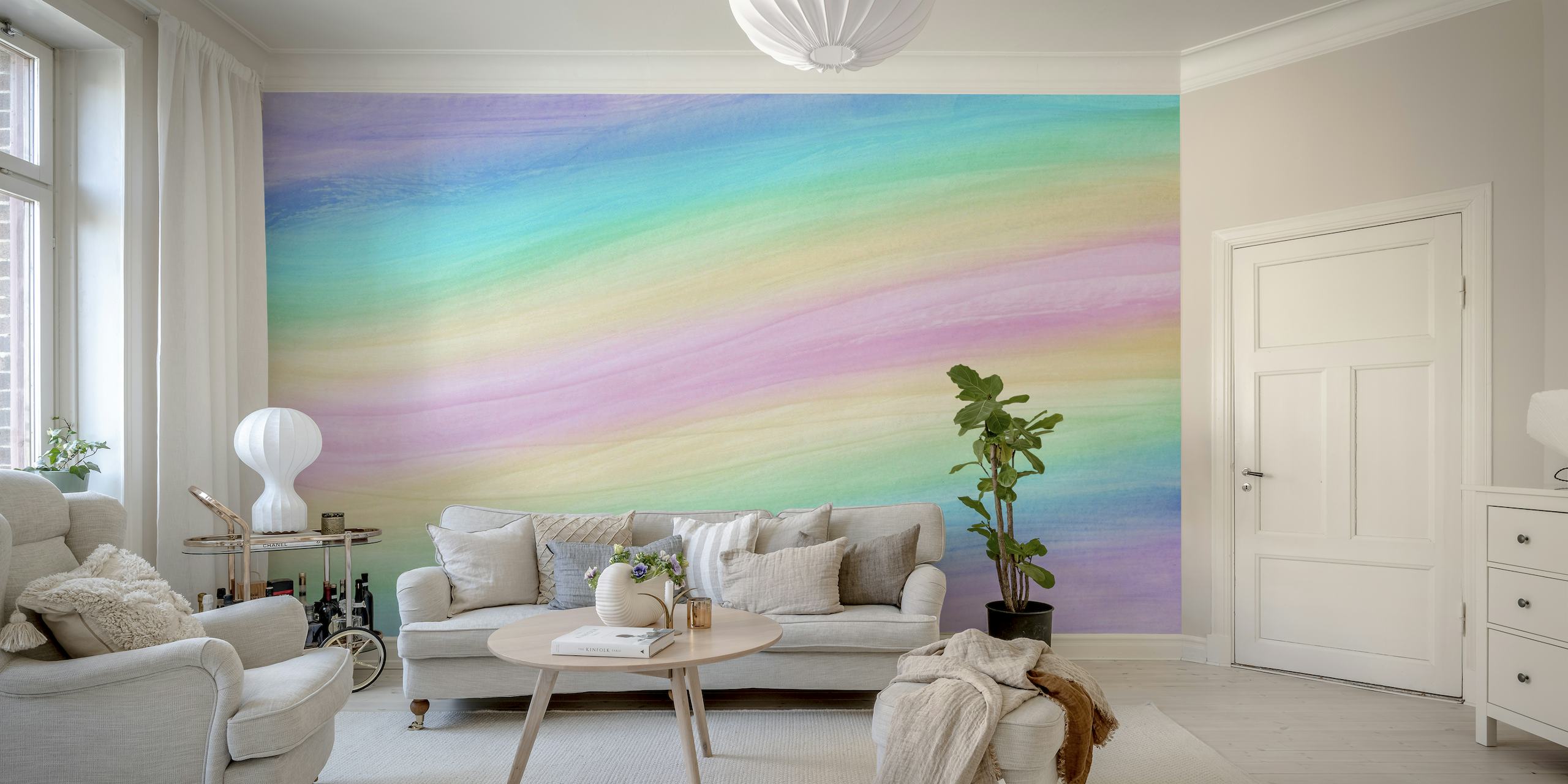 Unicorn Rainbow Watercolor 2 papel de parede