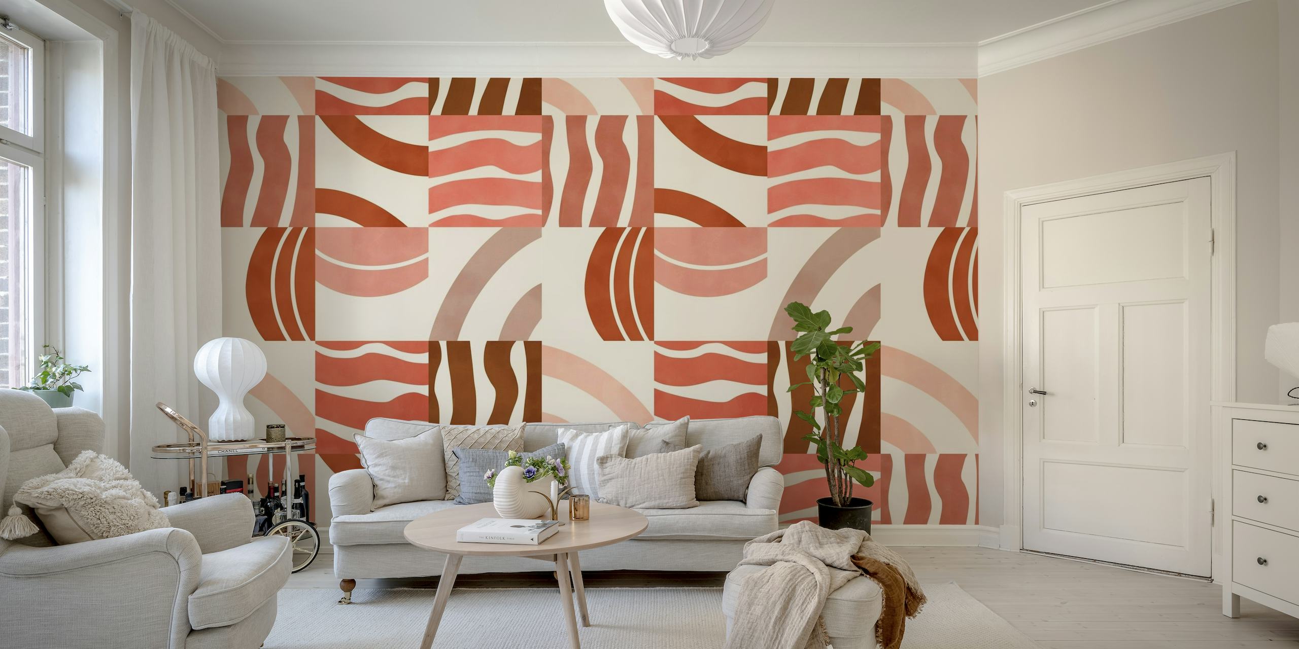 Terracotta modern shapes wallpaper