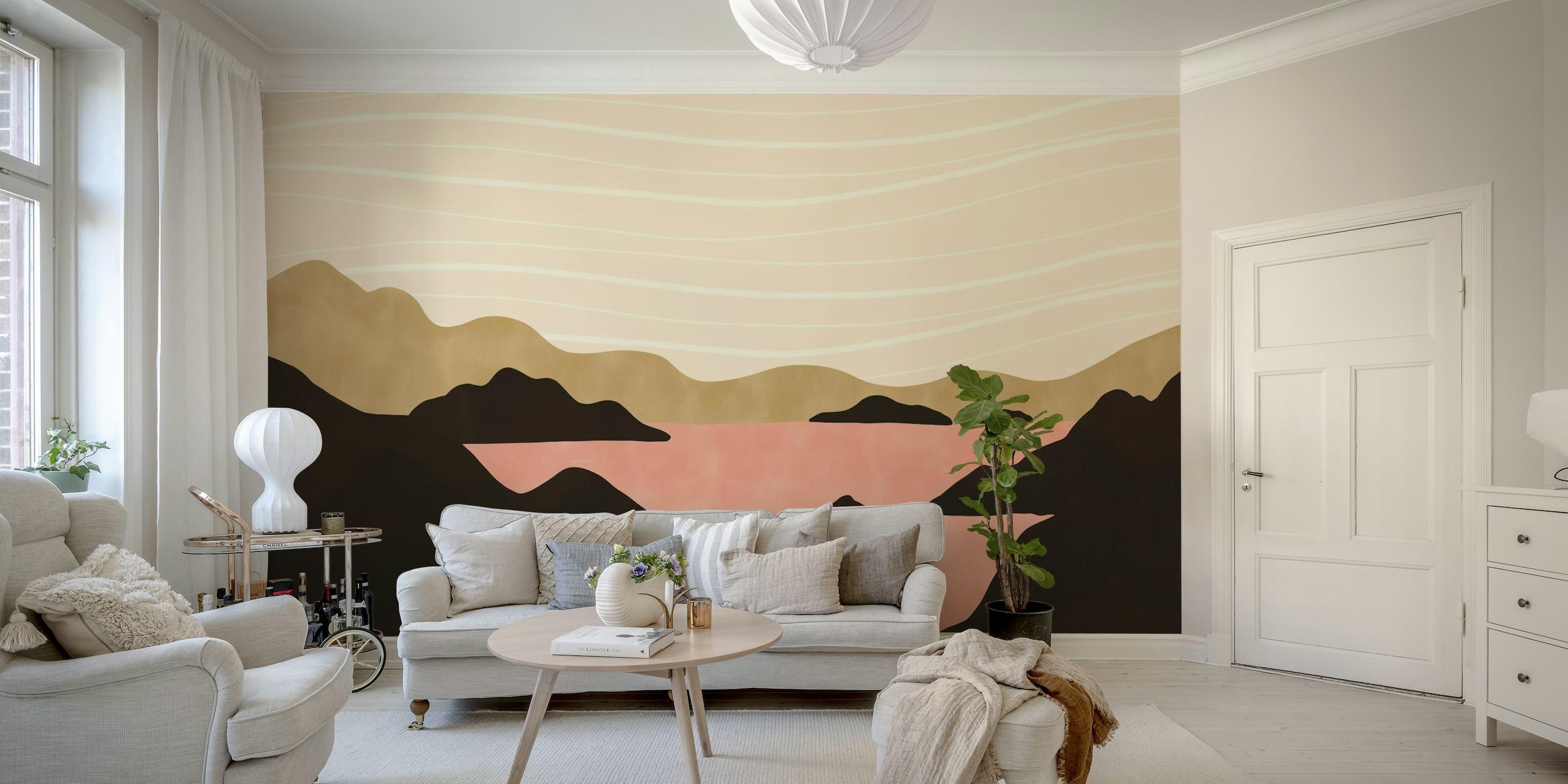 Pink landscape of islands wallpaper