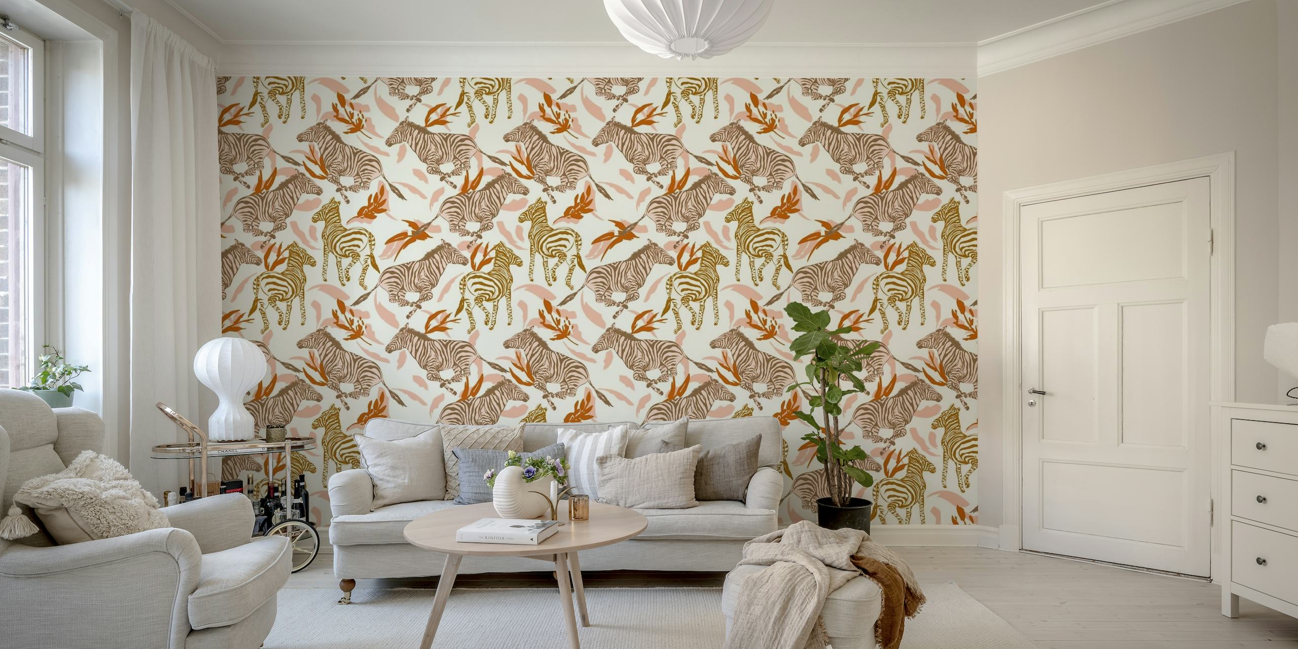 Abstract strokes zebra pattern wallpaper