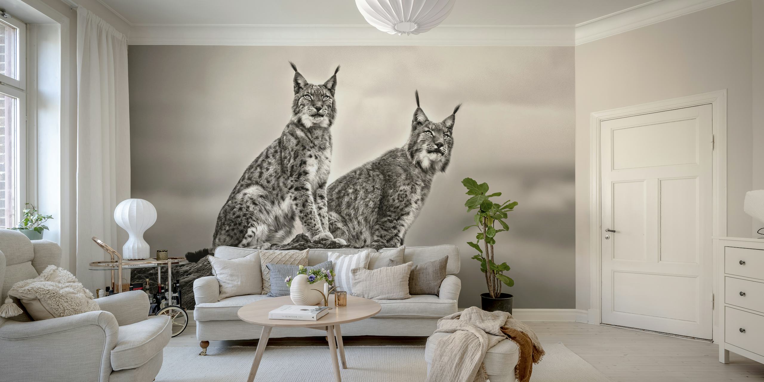 Two Lynx on rock papel pintado