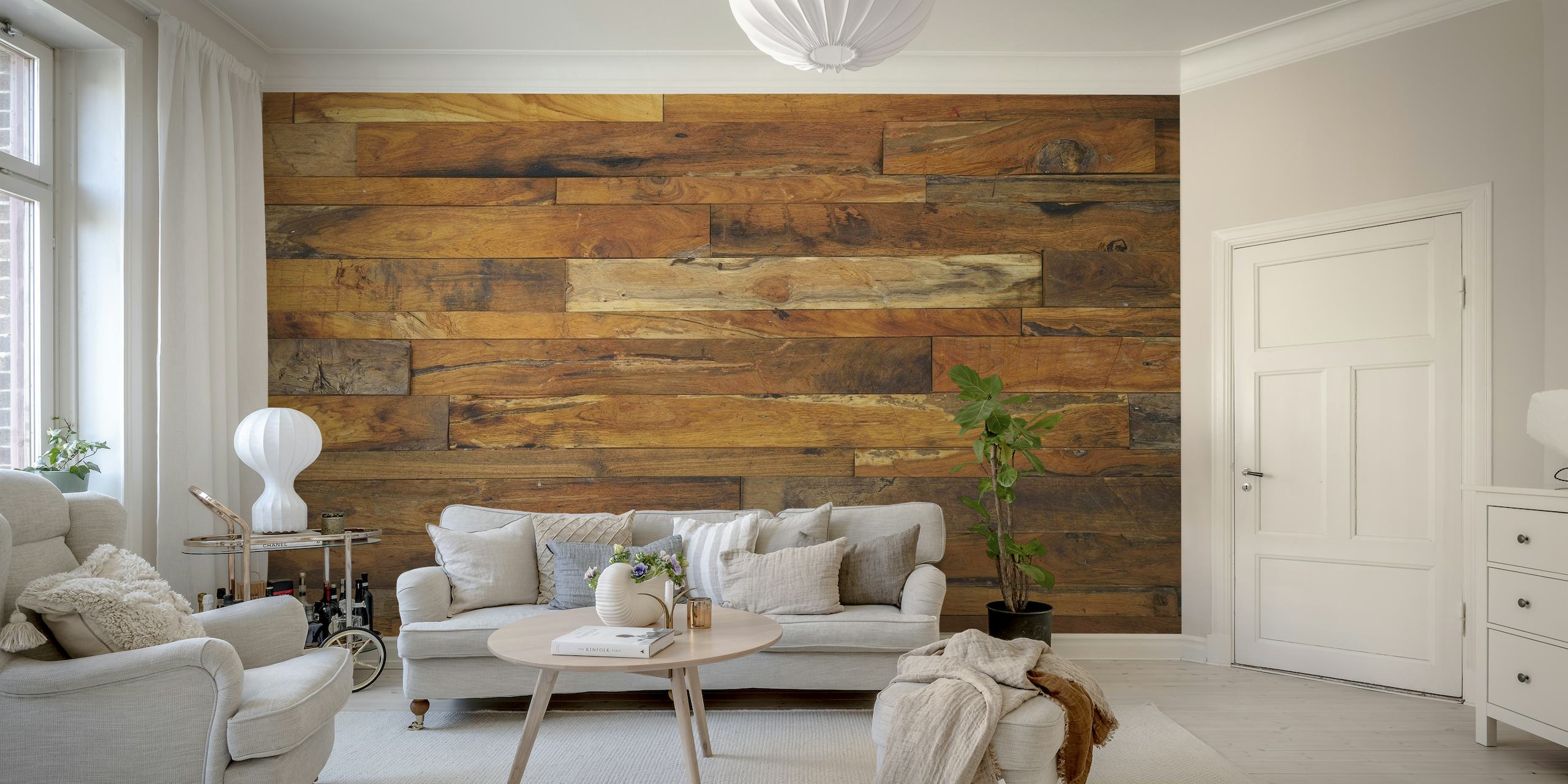 Wooden panel wallpaper