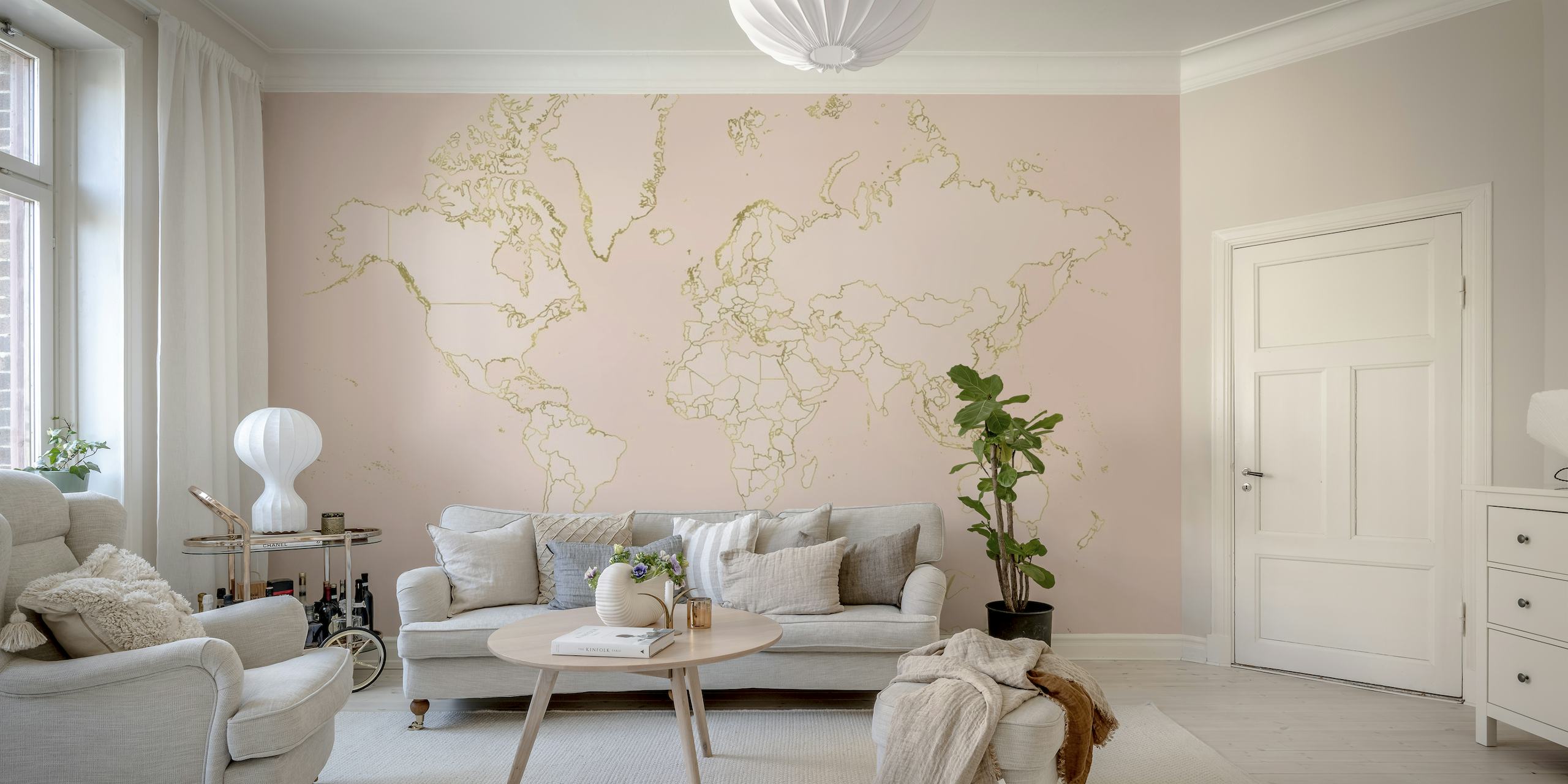 Life is a trip blush world map wallpaper