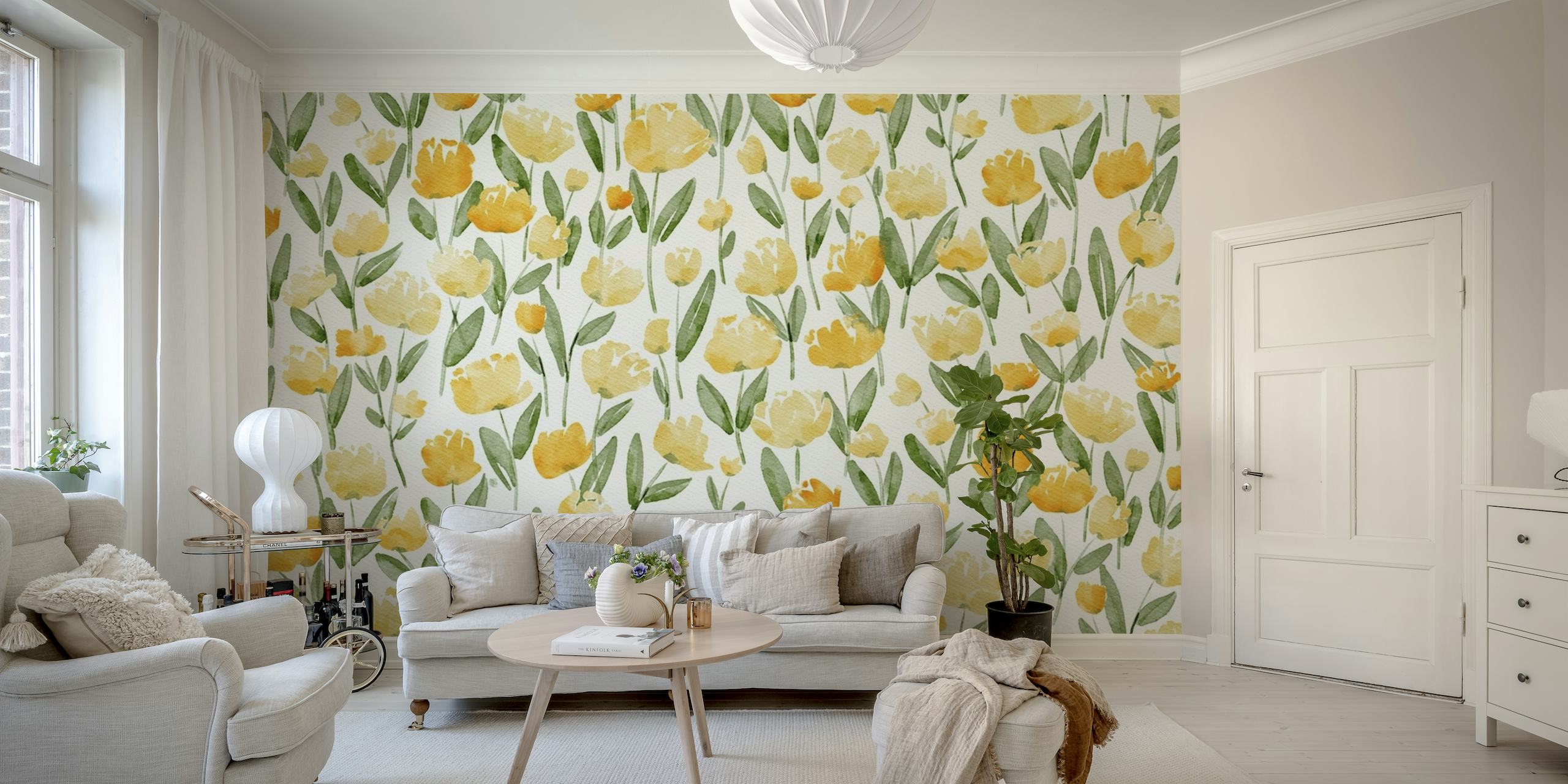 Watercolor Yellow Tulips wallpaper