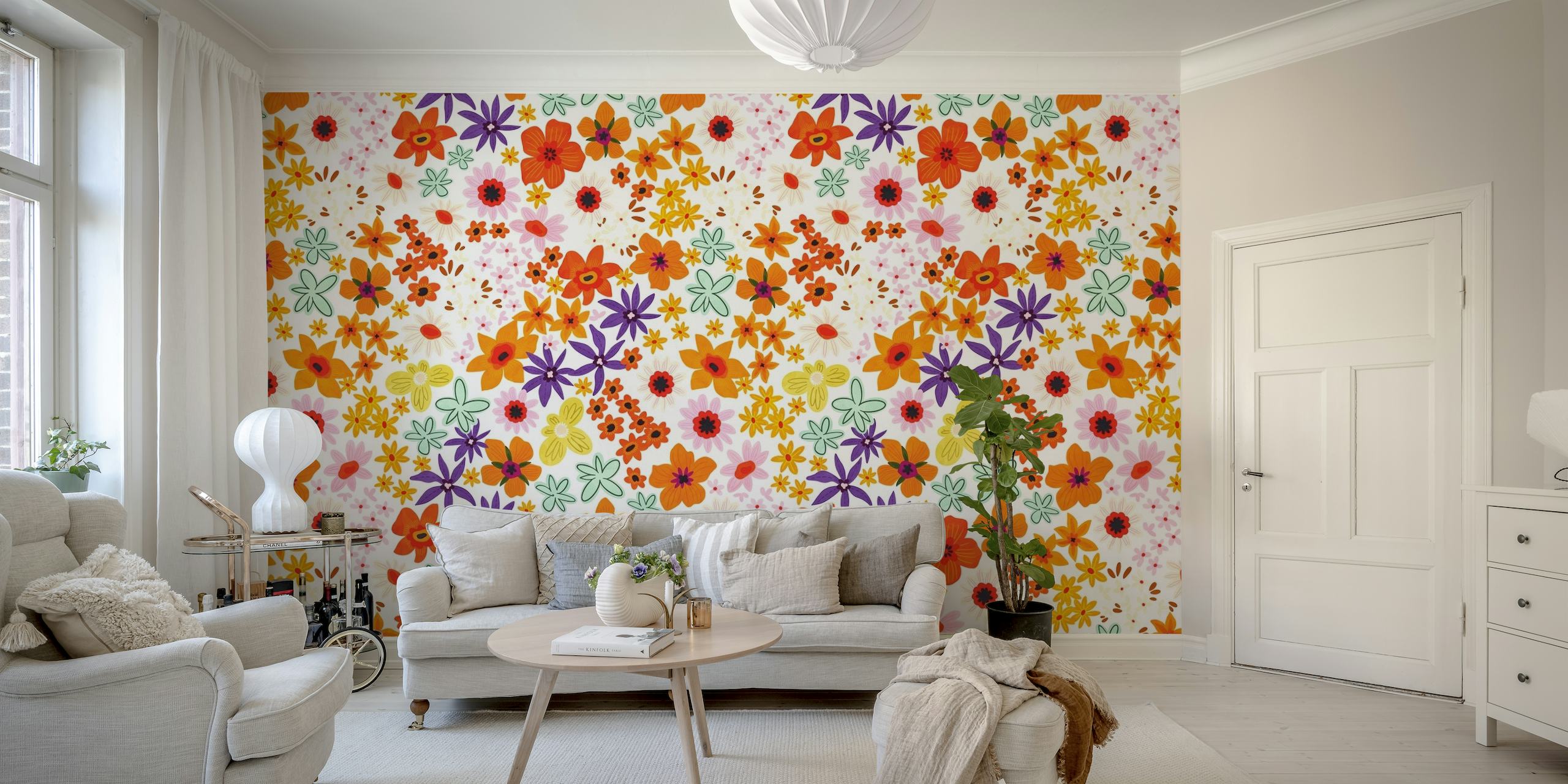 Simple floral garden wallpaper