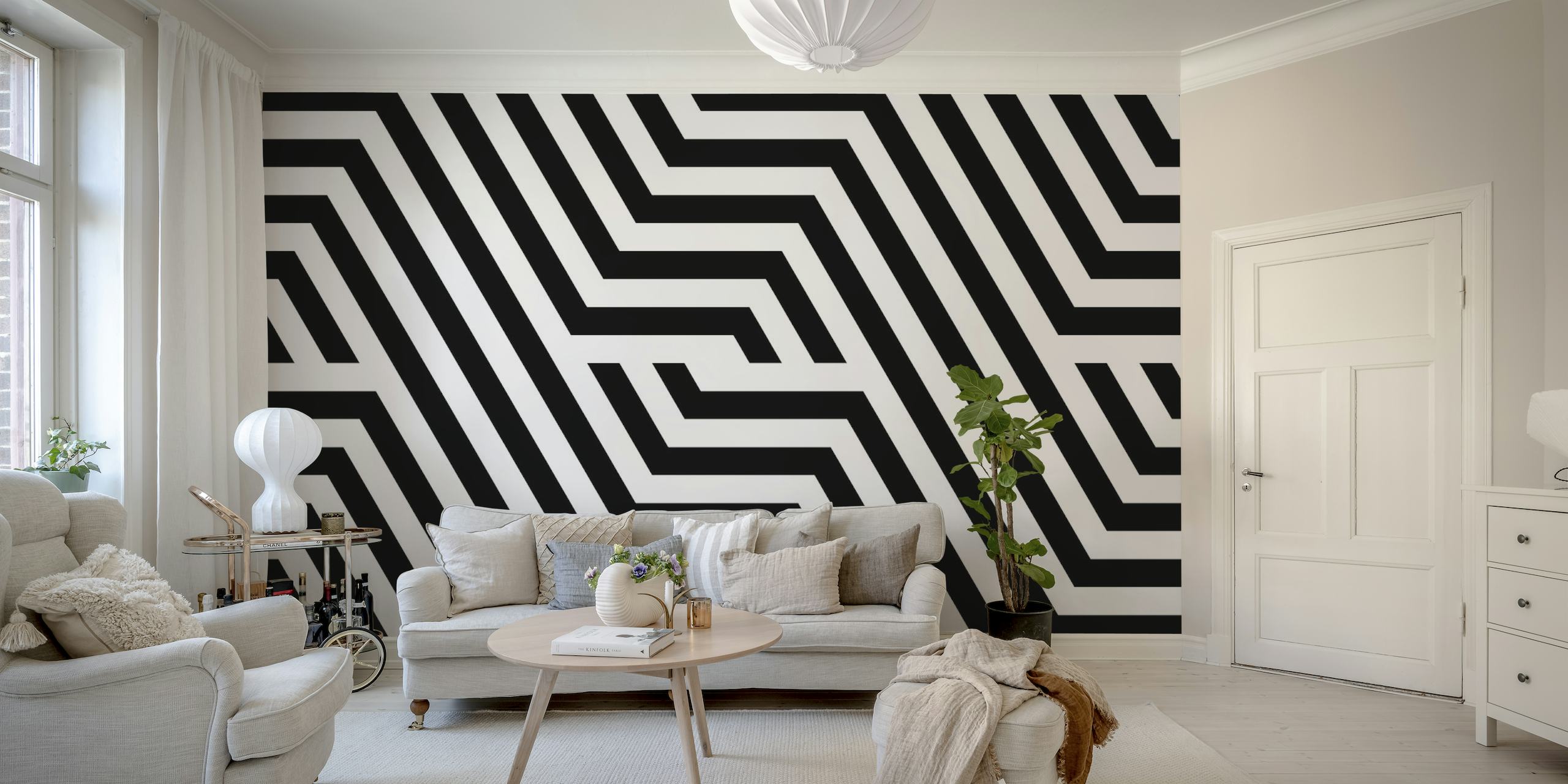Black striped lines wallpaper