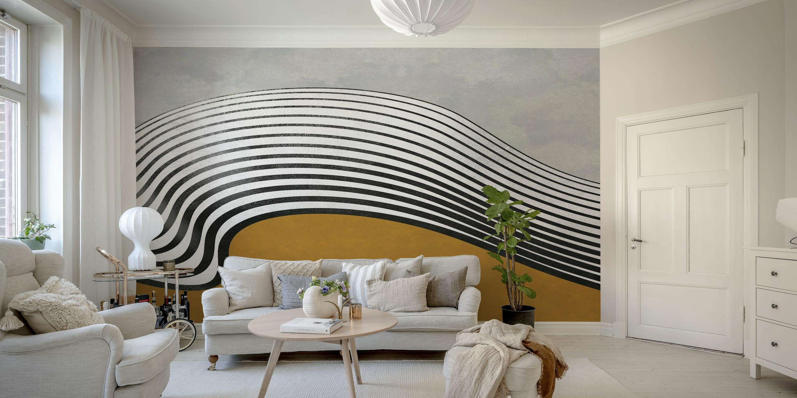 Wave Ocher wallpaper