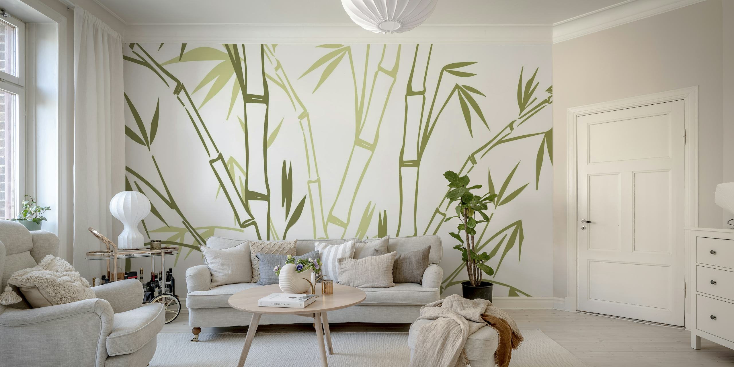 Bamboo Plant Floral papel de parede
